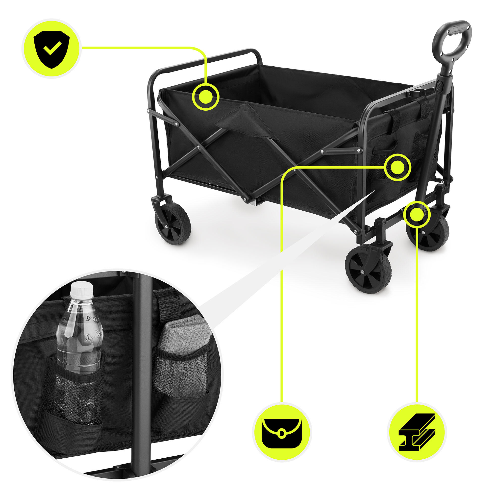 Carrito de Transporte Plegable Playa Jardín Camping 80L Oxford Tejido Máx 80kg 4/7