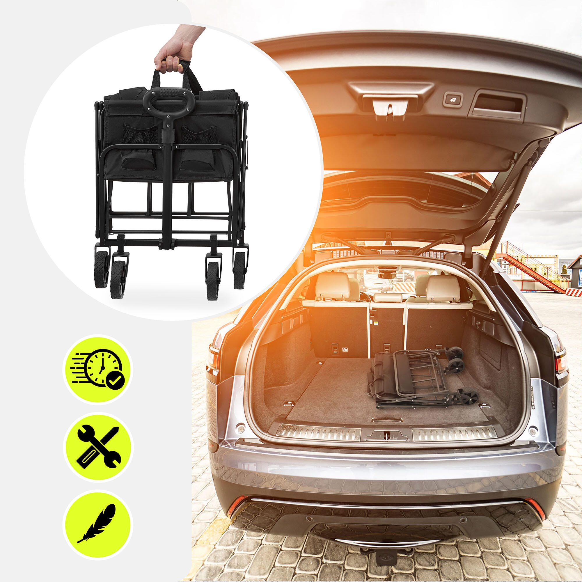 Carrito de Transporte Plegable Playa Jardín Camping 80L Oxford Tejido Máx 80kg 6/7