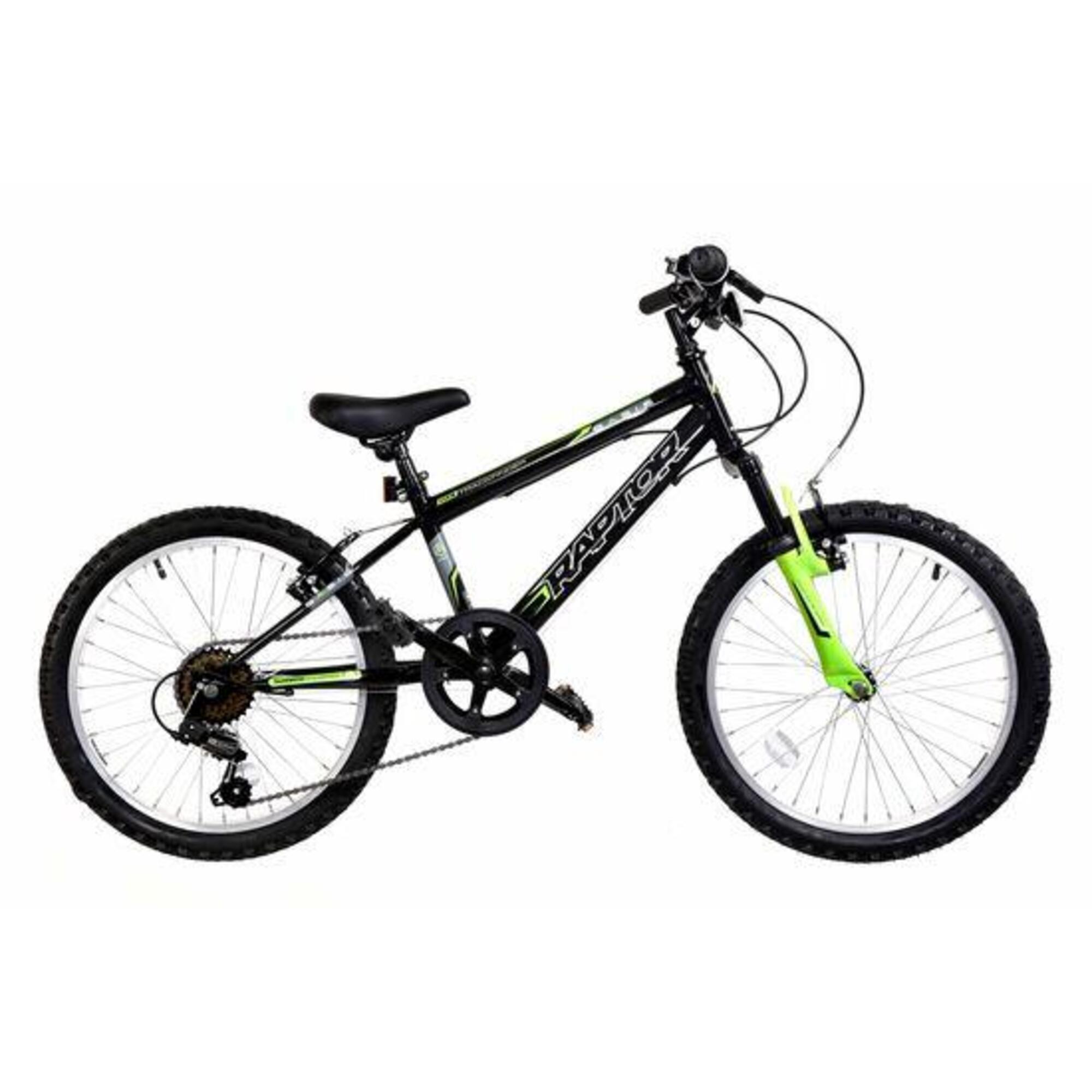 Basis Raptor Junior Hardtail Mountain Bike 20in Wheel - Gloss Black/Green 1/1