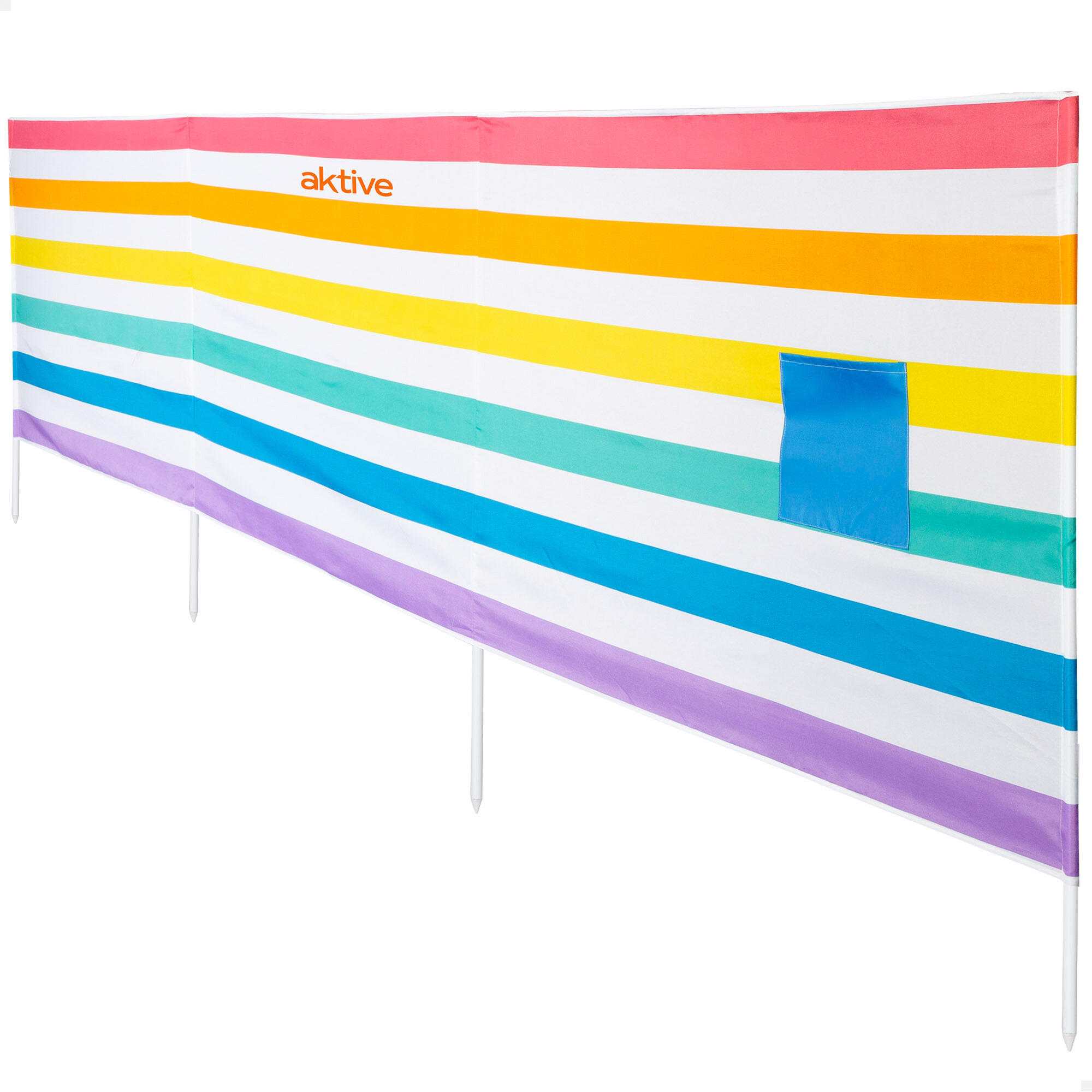 Aktive Quebra-vento de praia multicolorido 360x58 cm UV30 com bolso 1/7