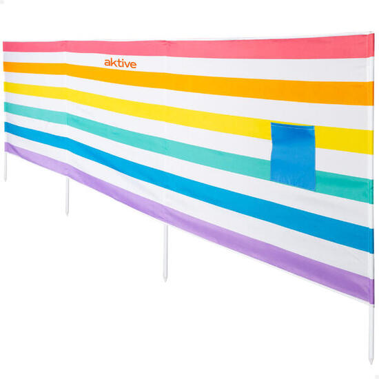 Aktive Frangivento da spiaggia multicolore 360x58 cm UV30 con tasca