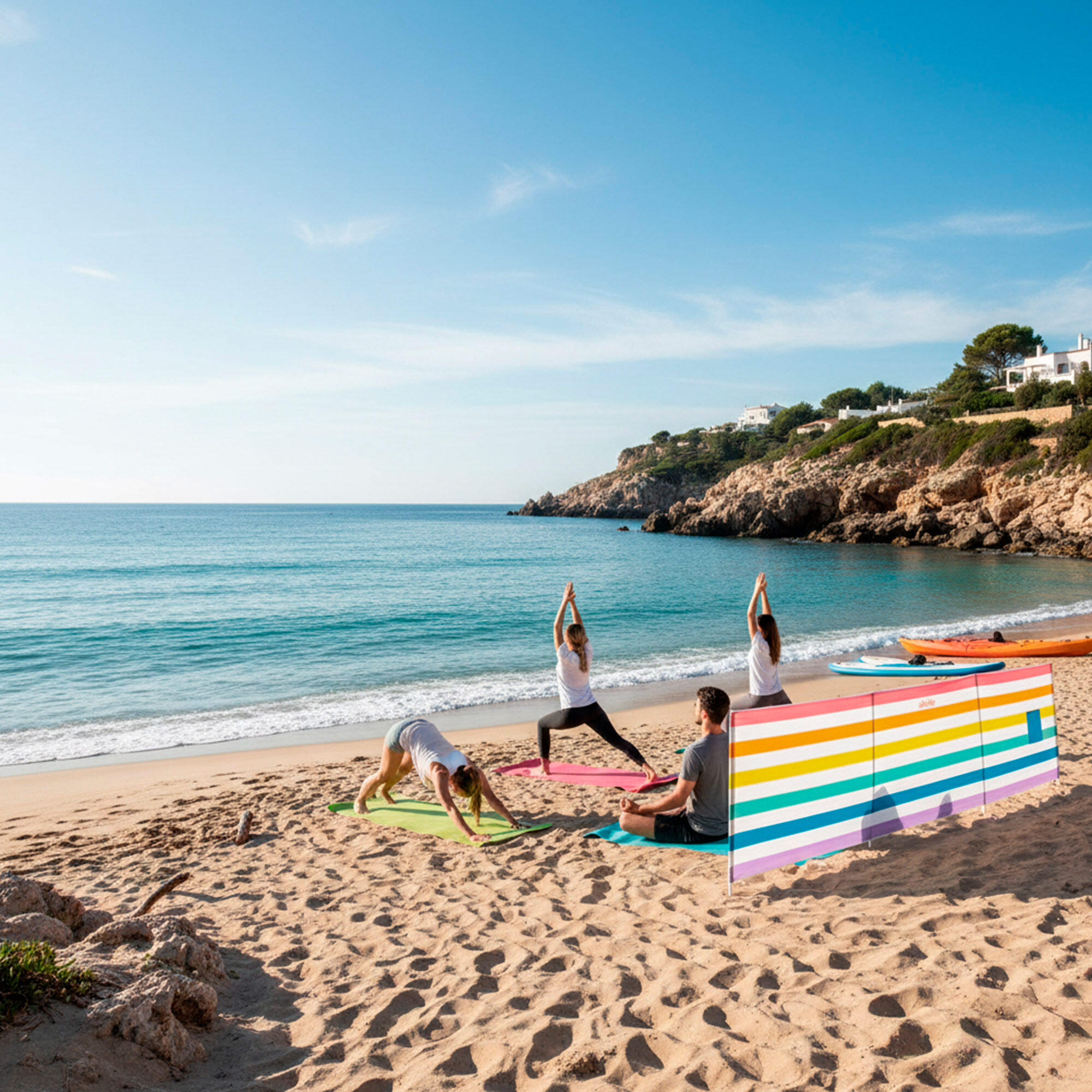 Aktive Quebra-vento de praia multicolorido 360x58 cm UV30 com bolso 6/7