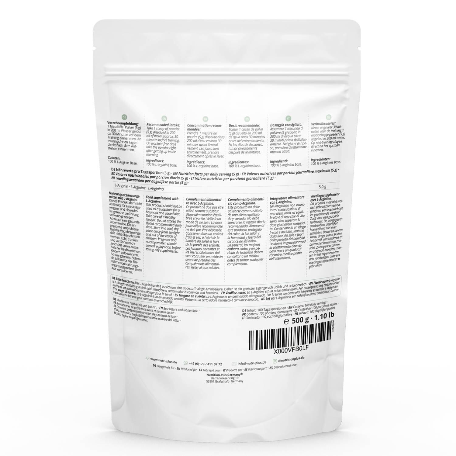 L-Arginin Base Pulver 500g 2/6