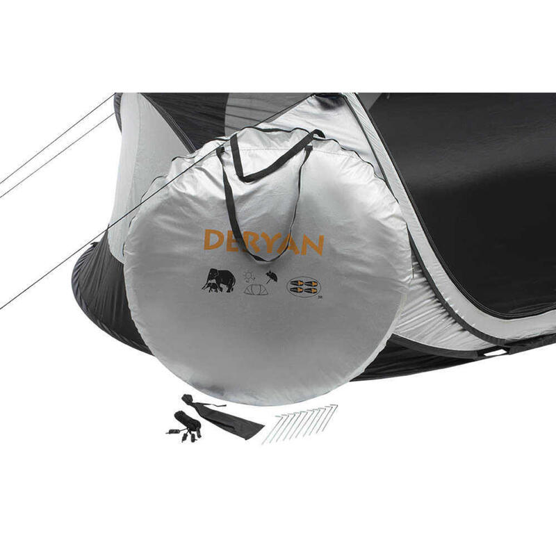 Deryan Luxe Cocoon Pop Up Tent - 4 persoons - Zilver/Zwart