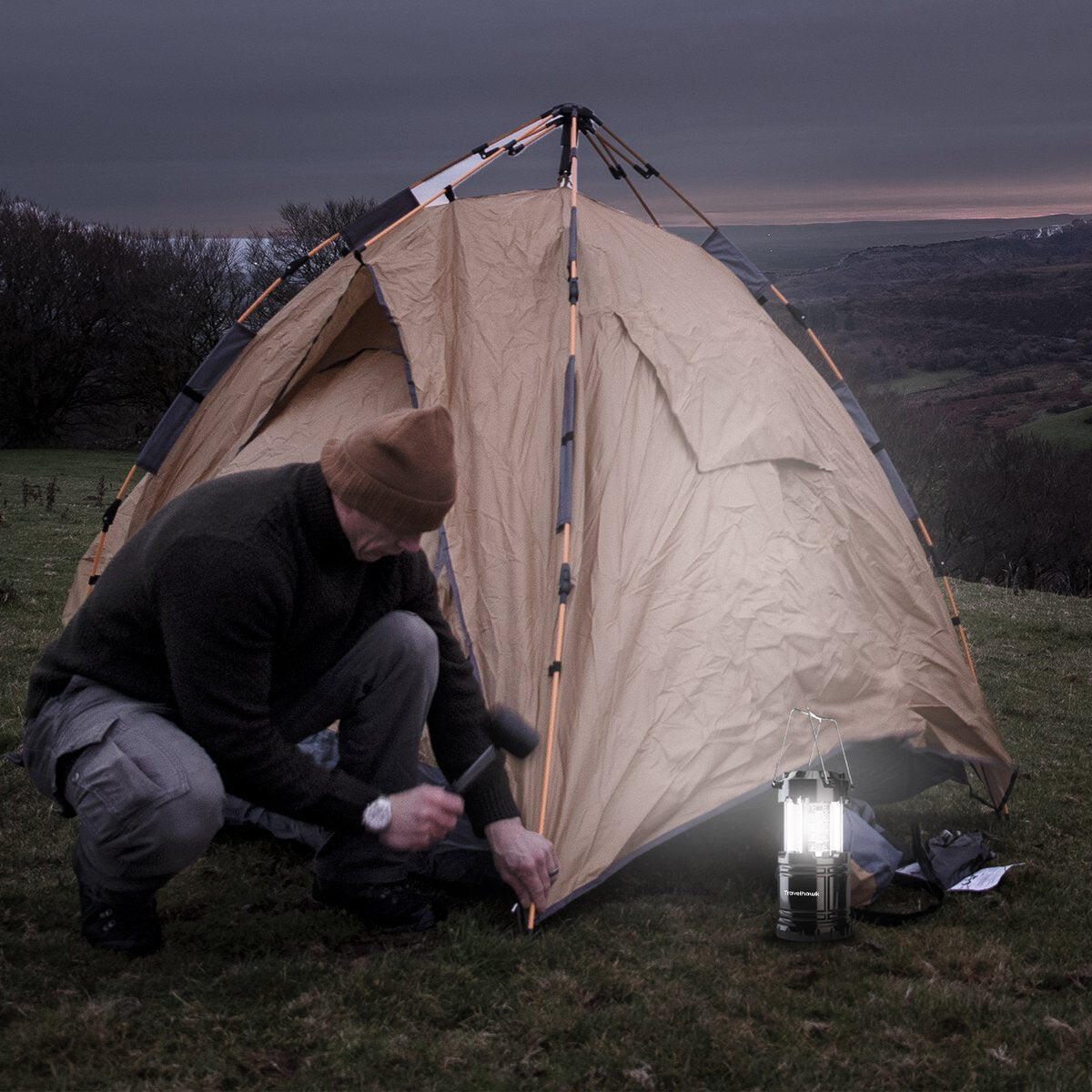 Lot de 2 lampes de camping LED à piles pour tente 2/5