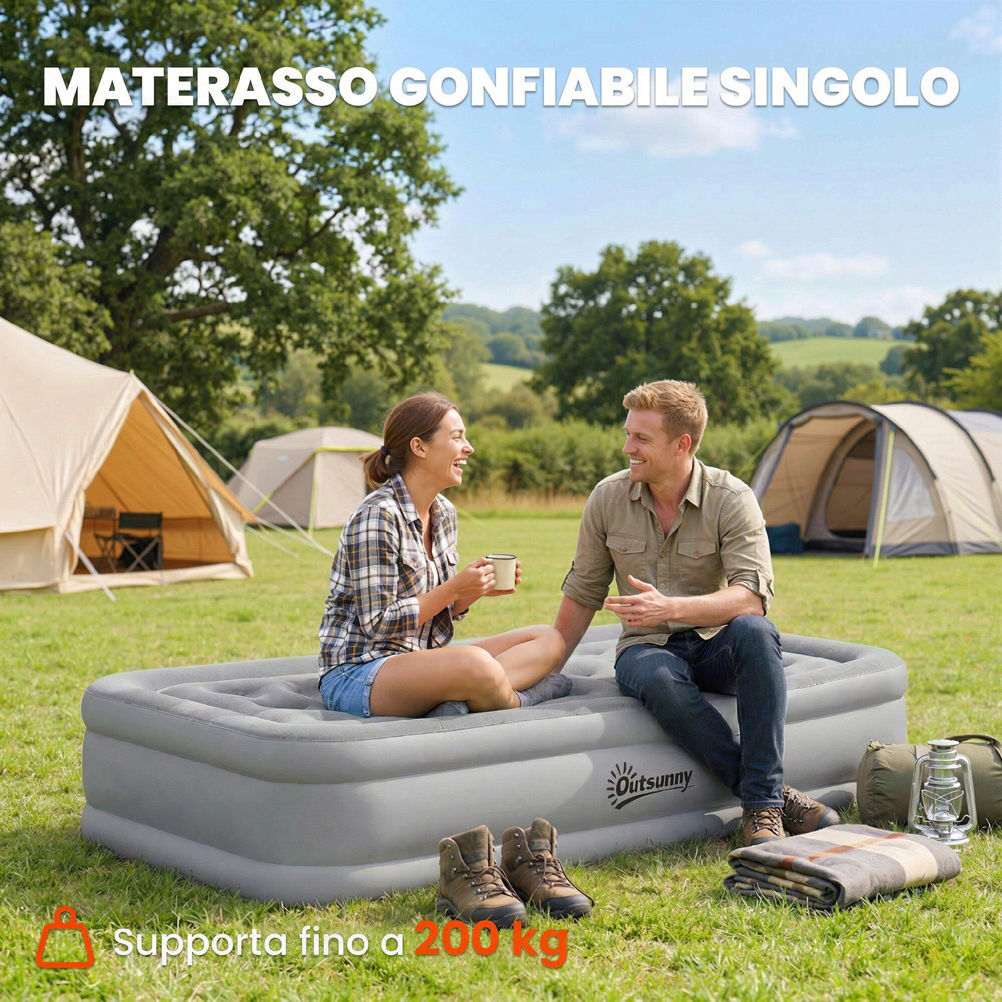 Outsunny Materassino Autogonfiante Singolo Superficie Floccata, Grigio 5/7