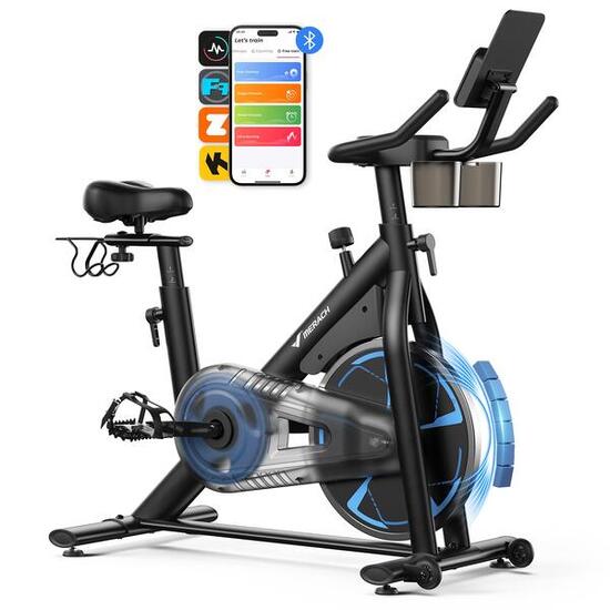 Vélo d'appartement silencieux, 8 niveaux, Bluetooth, écran LCD