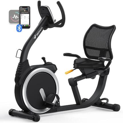 Vélo d'appartement semi-allongé magnétique 8 niveaux, Bluetooth, écran LCD
