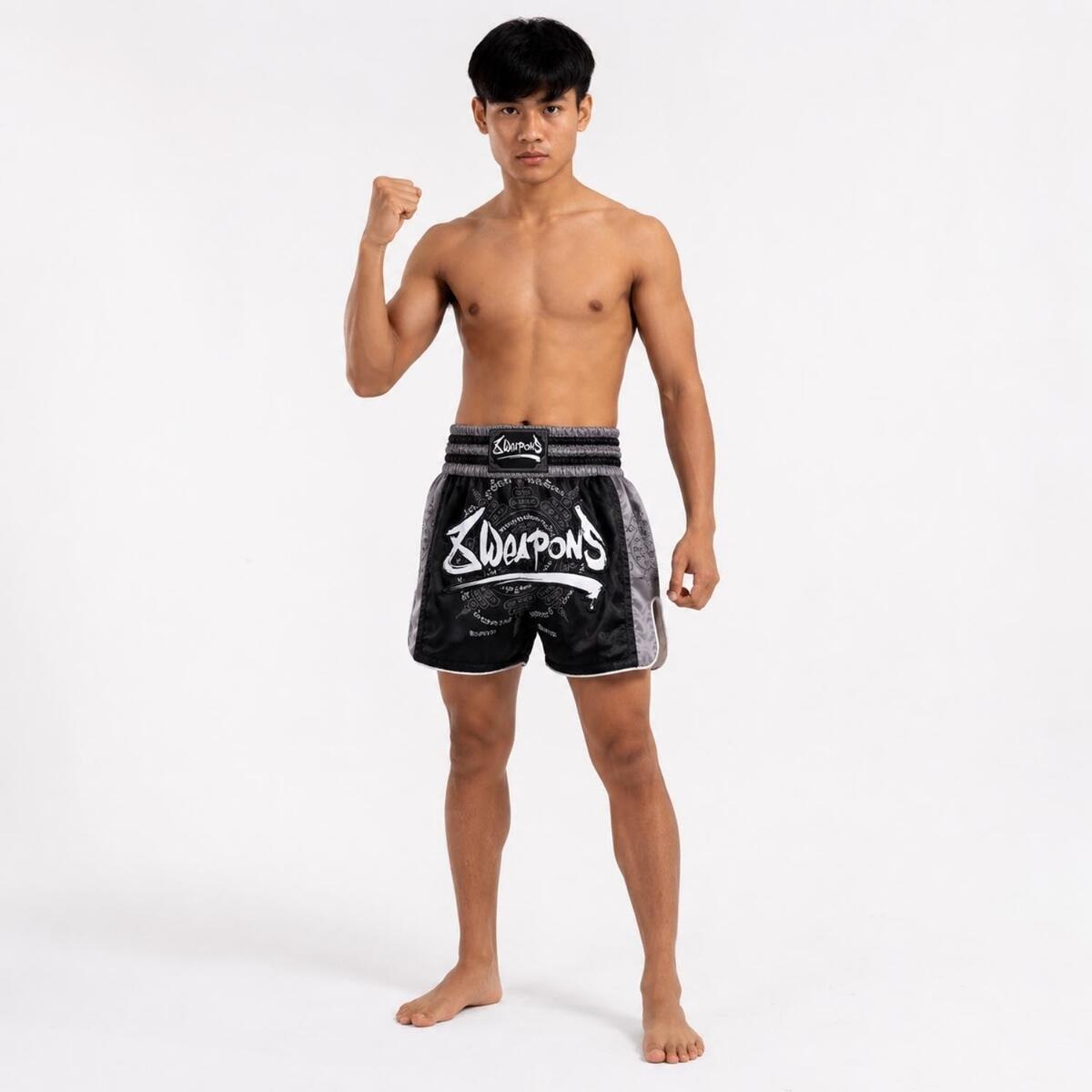 Pantaloncini Muay Thai 8 Weapons 8 Ways Yant 2.0 Nero/Nero XL 2/3
