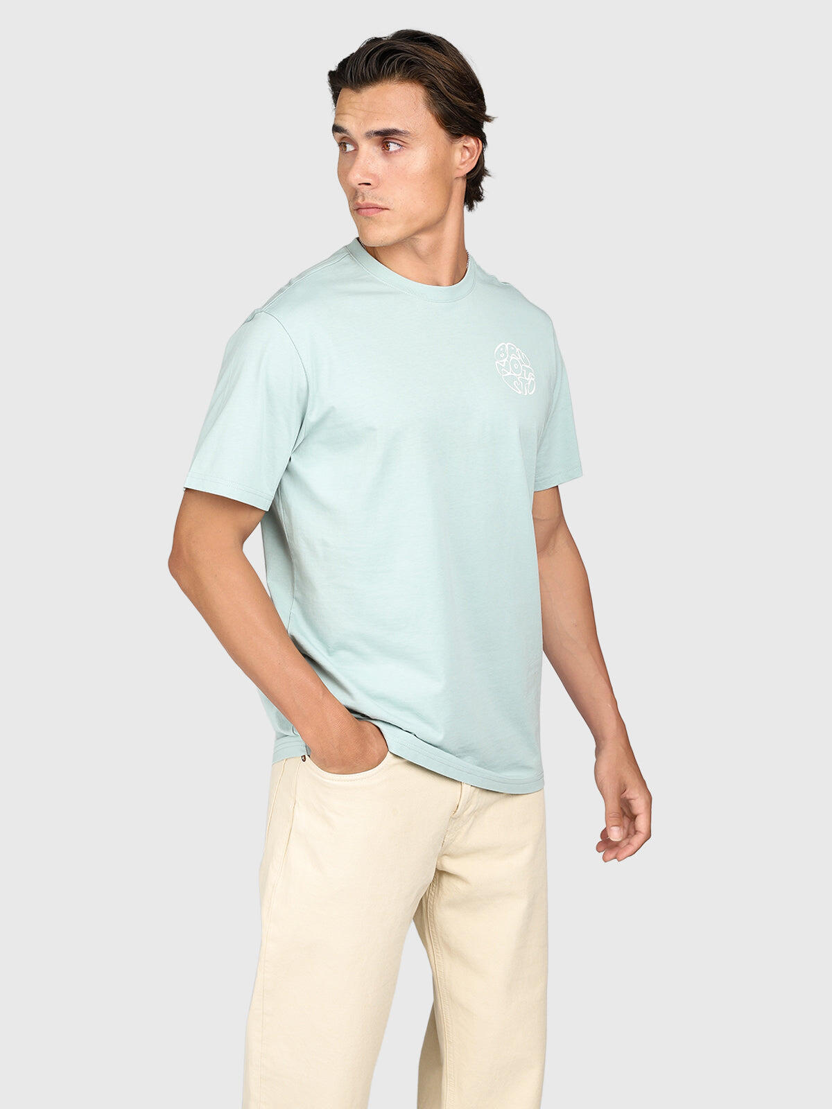 Sidley Heren T-Shirt Fashion Regular Fit Crewneck Mist 5/6