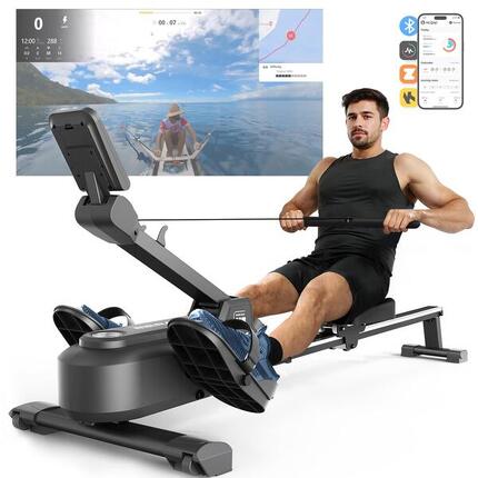 Rameur MERACH pliable 16 niveaux, LCD et Bluetooth