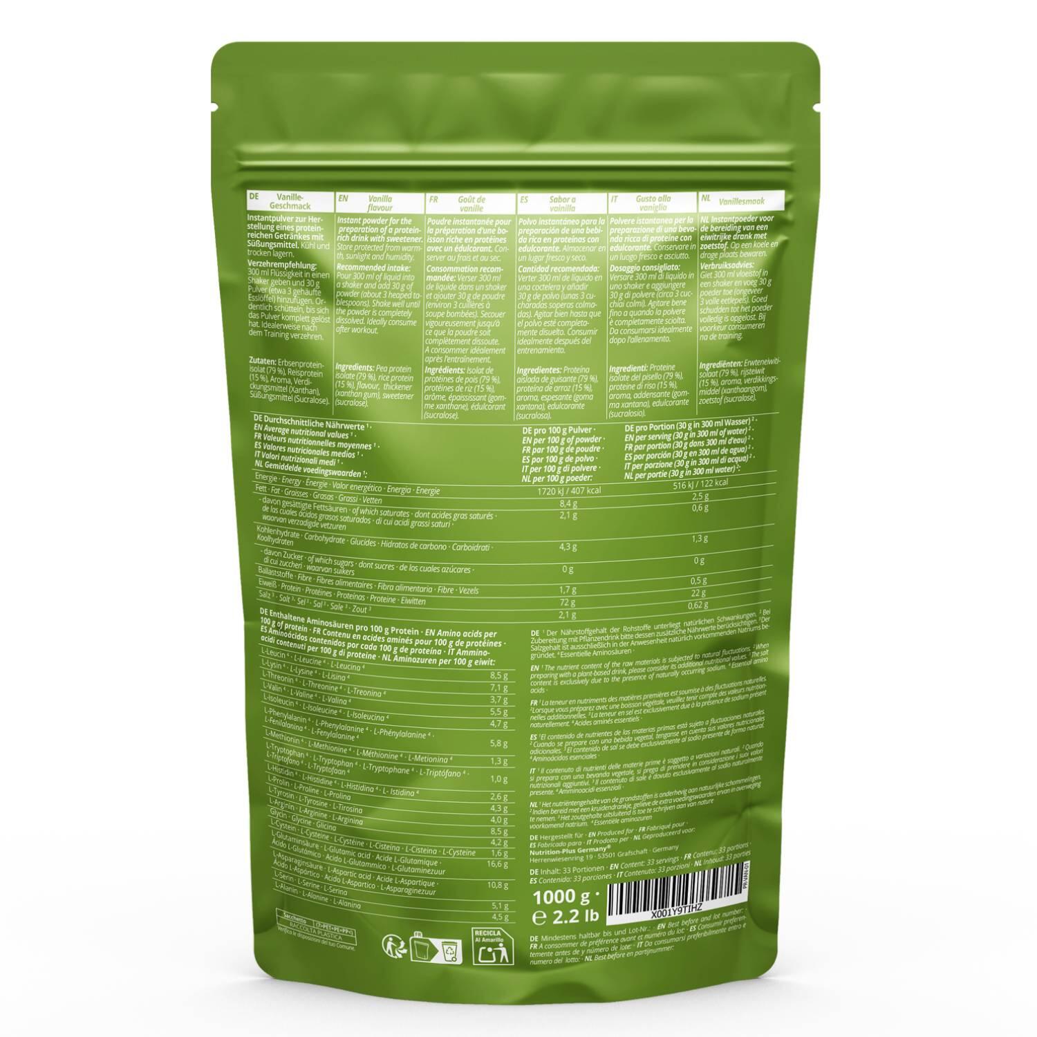 Proteinpulver Erbse-Reis - Pea Rice 1000g - Vanille 2/5