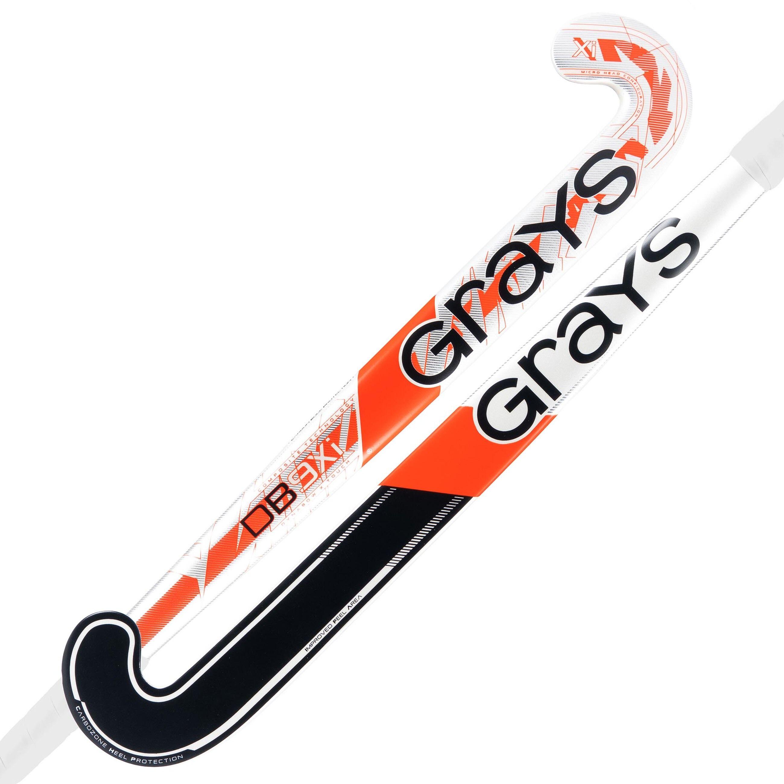 Grays DB9Xi Dynabow Senior Stick de Hockey Wit/Oranje/Zilver 1/1