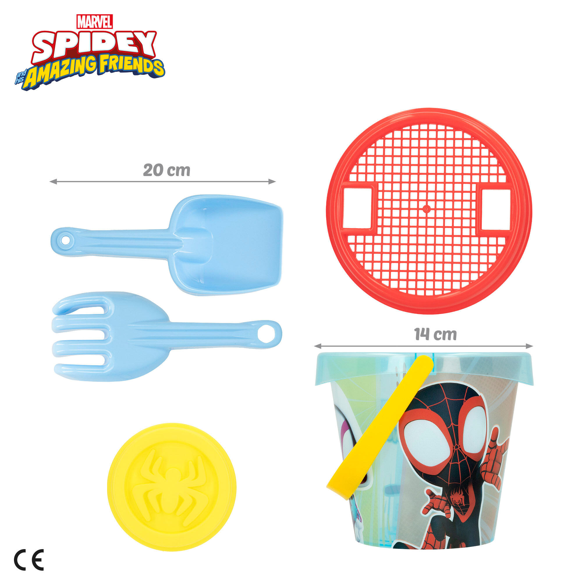 Set de playa infantil Spidey con poncho cubo y juguetes a partir de 18 meses 4/7