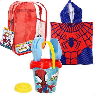 Set di secchielli da spiaggia Spidey con zaino e poncho accessoriati