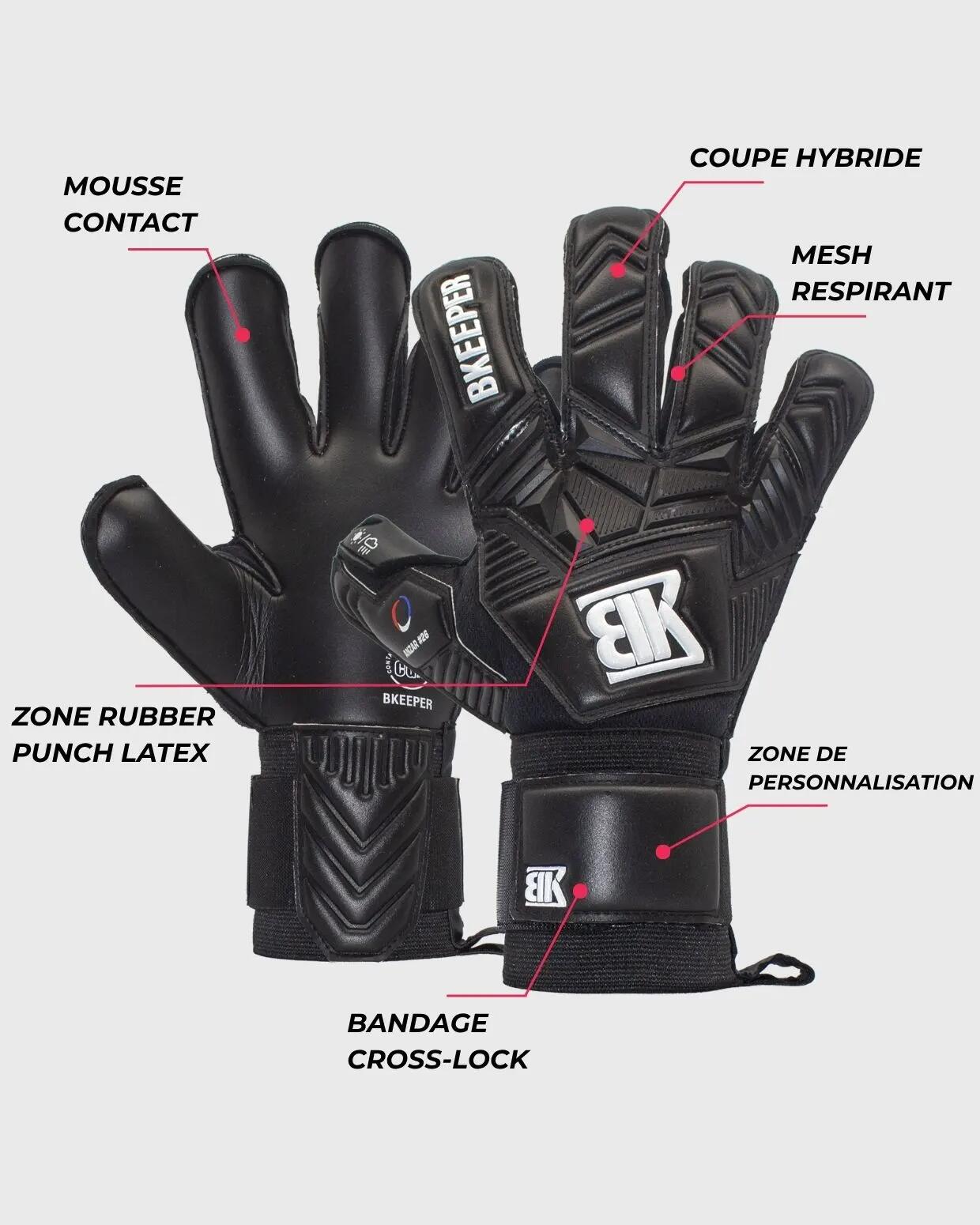 Luvas de goleiro Anzar nº 26 pretas para adultos 5/7