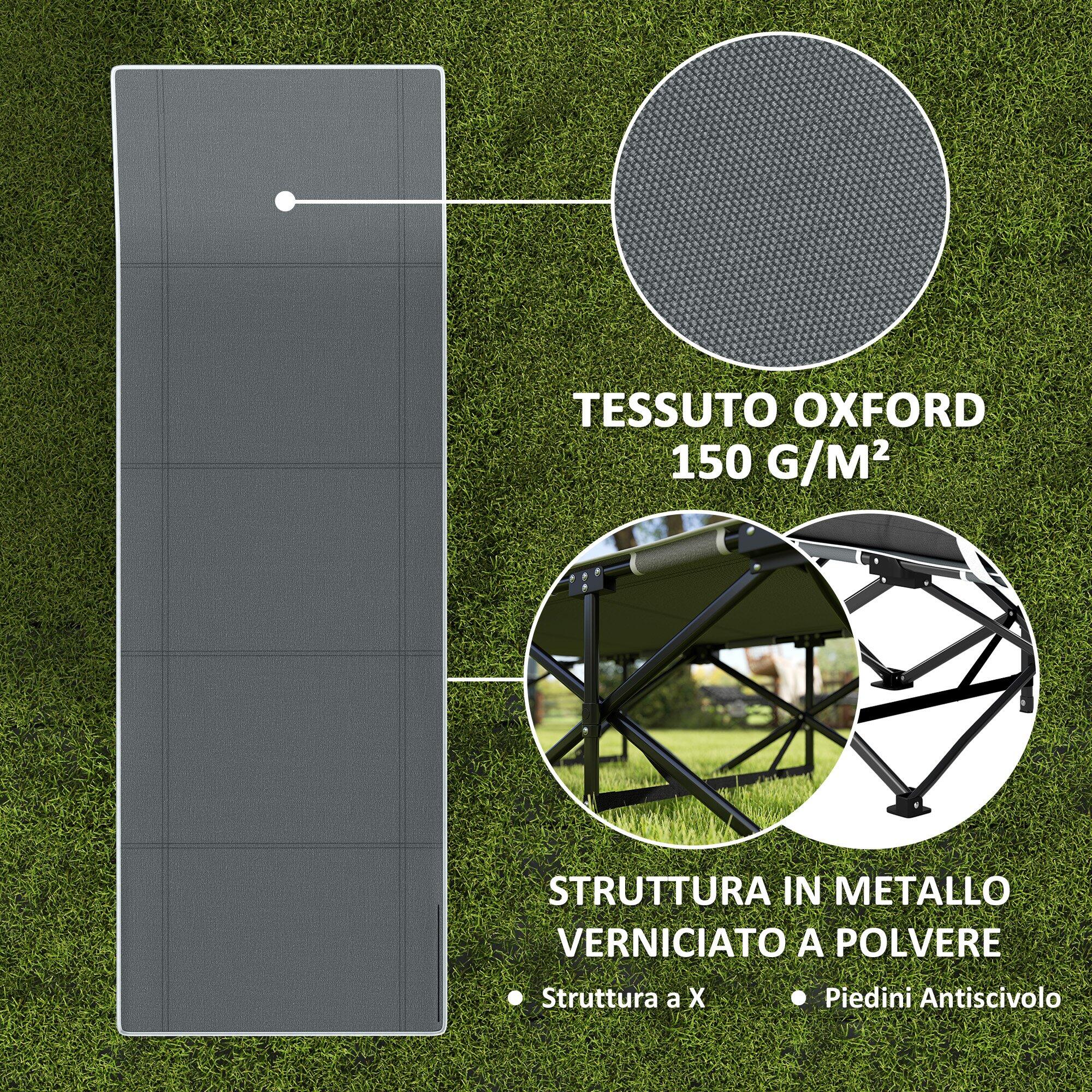 Outsunny Lettino da Campeggio Pieghevole con Poggiatesta Inclinato Nero 6/7