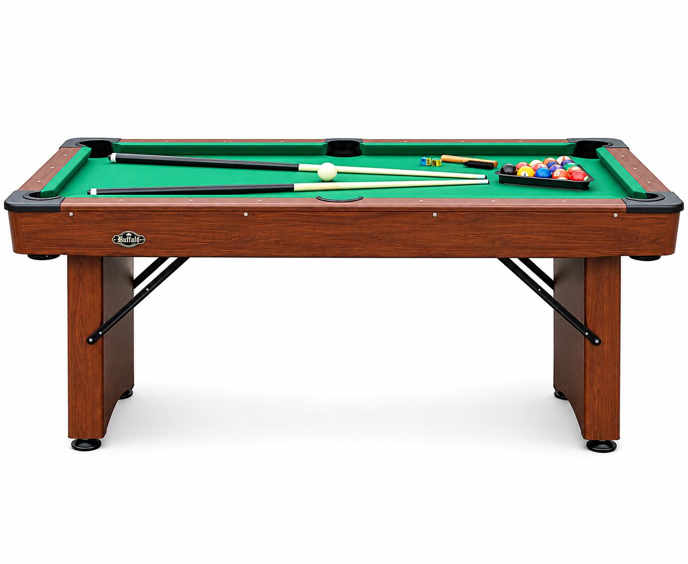mesa de billar plegable de 5 pies marrón con accesorios 2/5