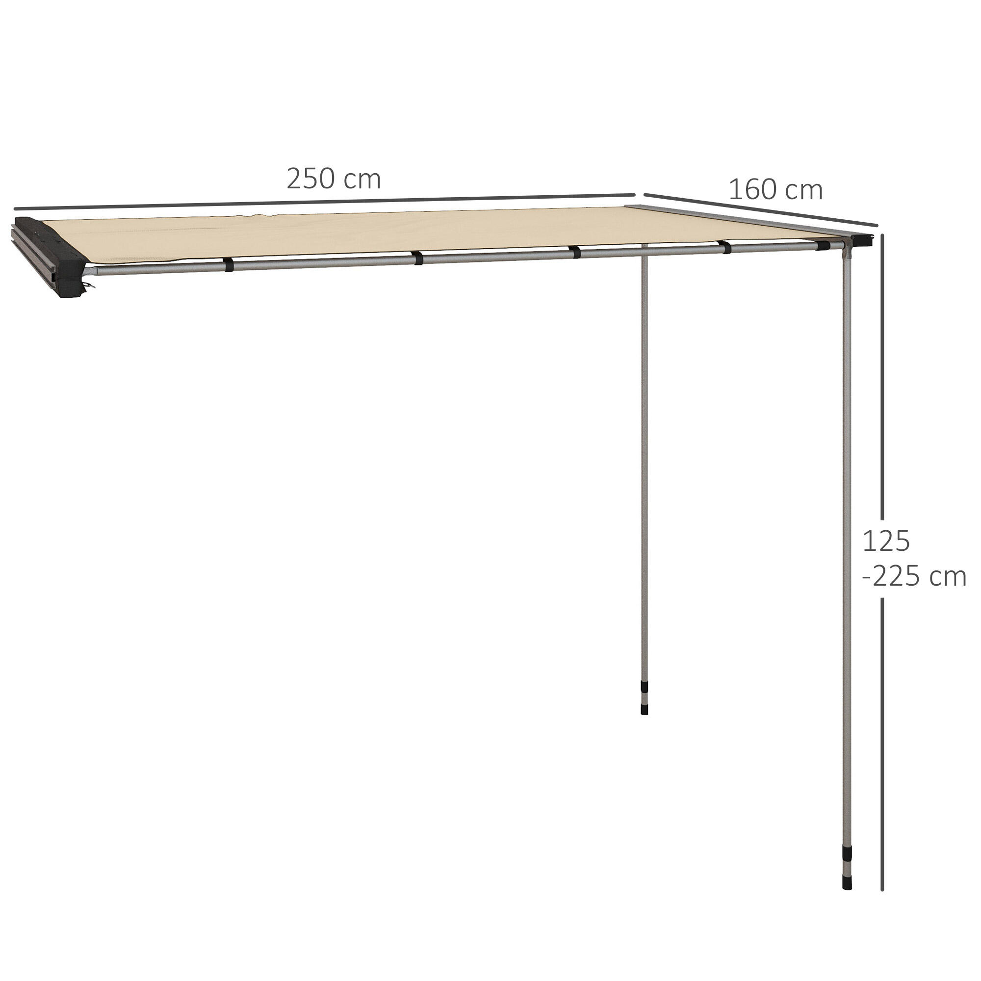 Outsunny Tendalino Tetto Auto Impermeabile con Altezza Regolabile 2.5x1.6m Cachi 3/7