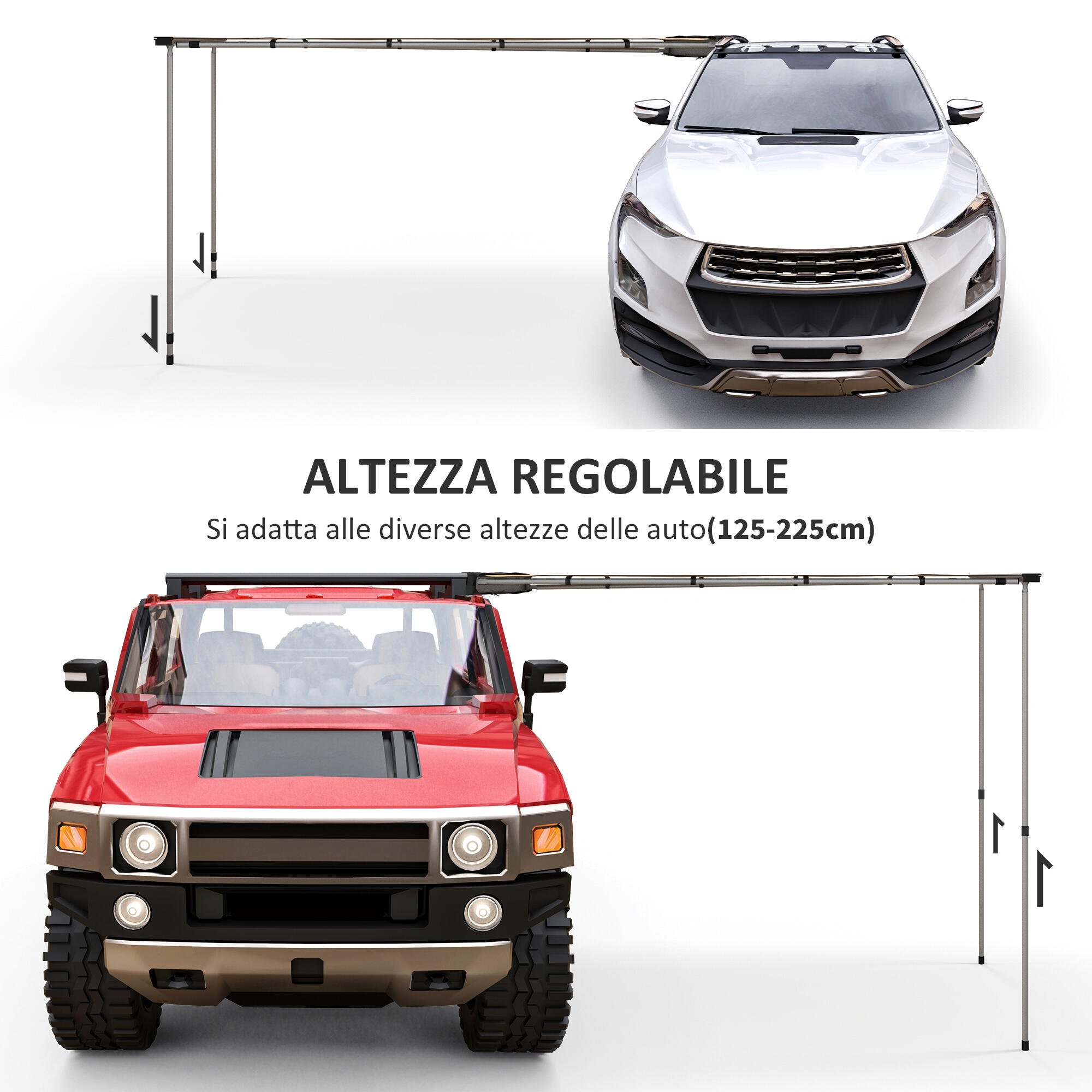 Outsunny Tendalino Tetto Auto Impermeabile con Altezza Regolabile 2.5x1.6m Cachi 5/7