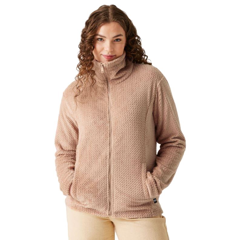 Heidy Fleecevest Dames Lange rits fleece Warm Taupe 3/6