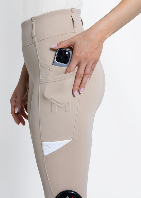 Leggings Pantalón Mujer Equitación Maximilian Tech Full Grip Beige 5/7
