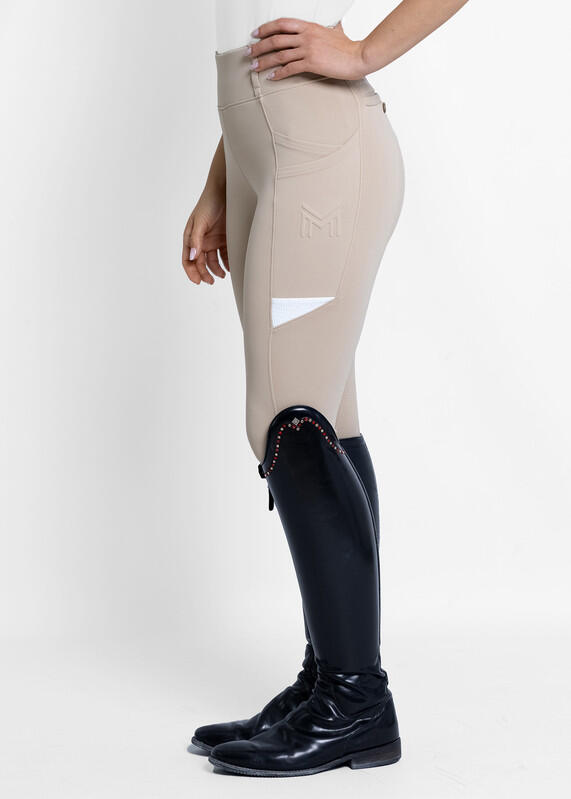 Leggings Pantalón Mujer Equitación Maximilian Tech Full Grip Beige 4/7