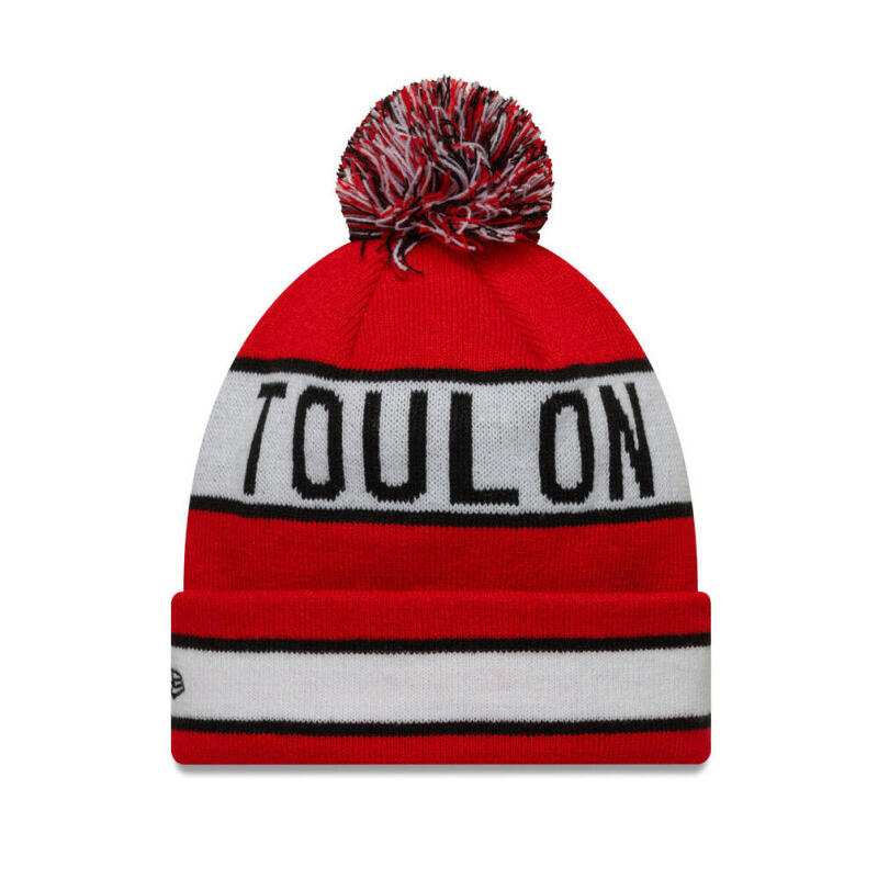 Căciulă cu pompon New Era x RC Toulon roșu, alb și negru