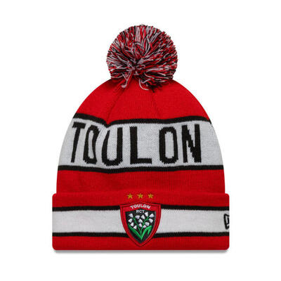 Bonnet met pompon new era x rc toulon rood, wit en zwart
