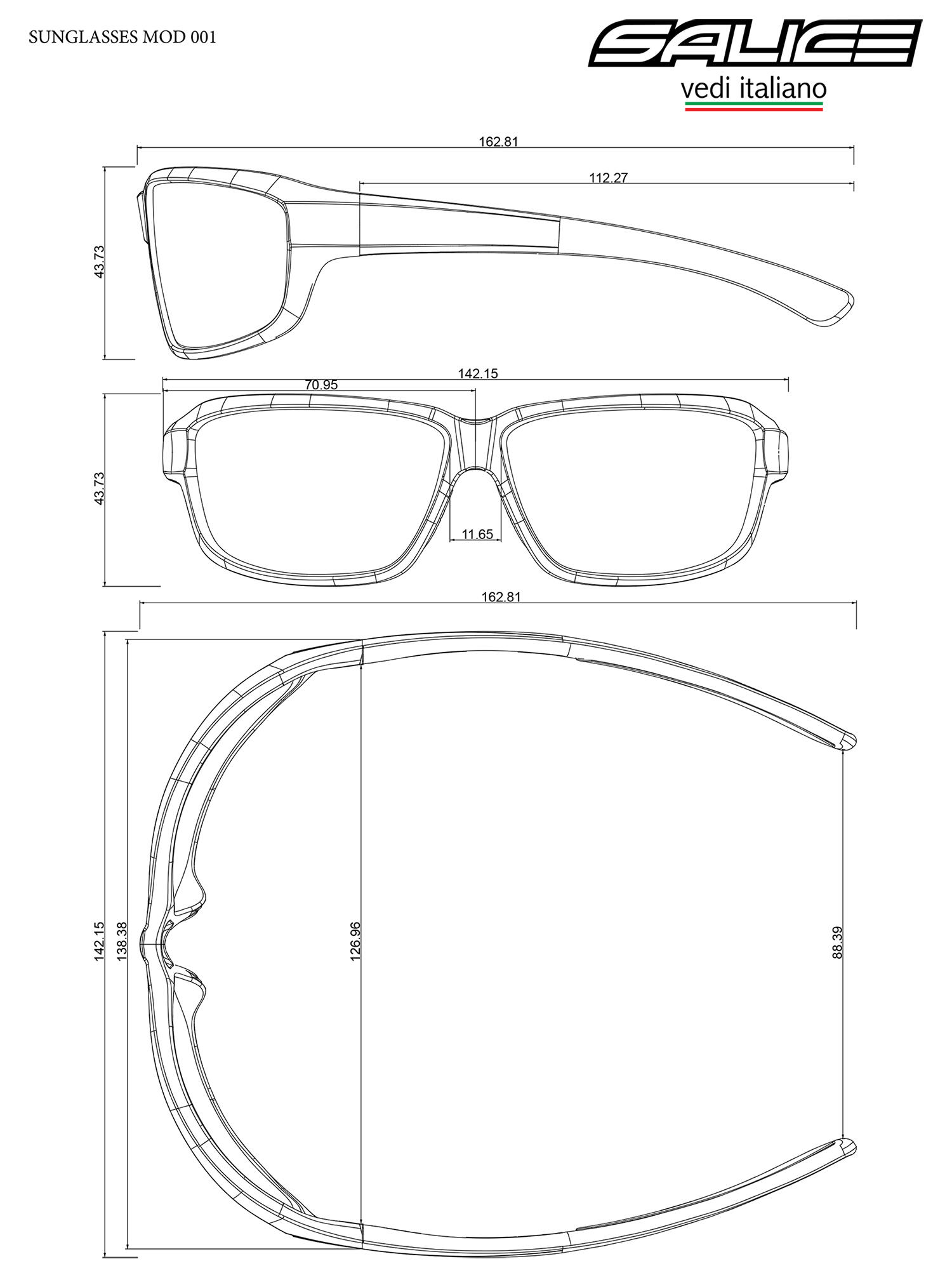 Salice 001RW Unisex-Sonnenbrille BLACK/RW BLUE IDRO cat.3 6/6