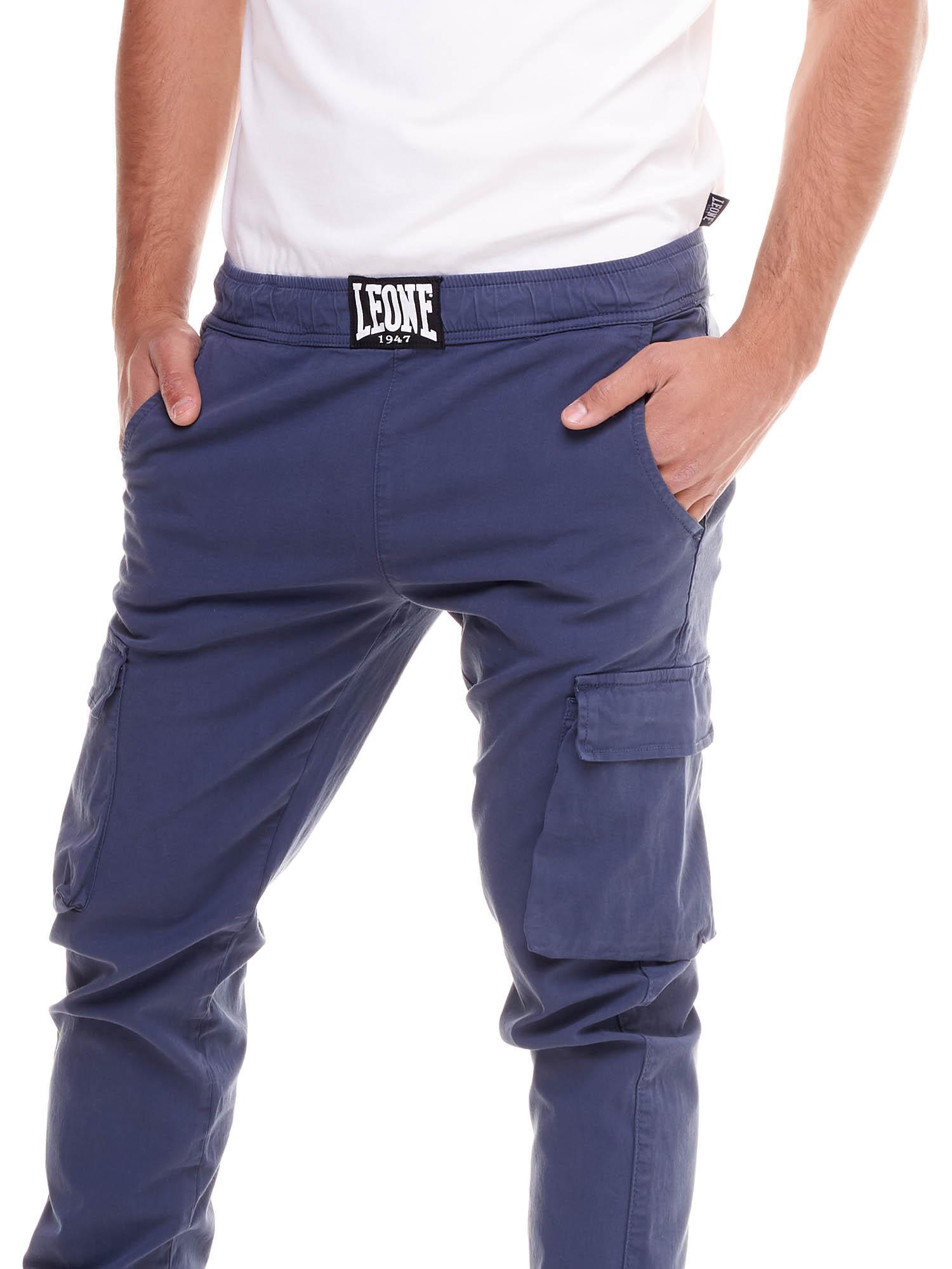 Calça cargo masculina minimalista com punho elástico 4/5