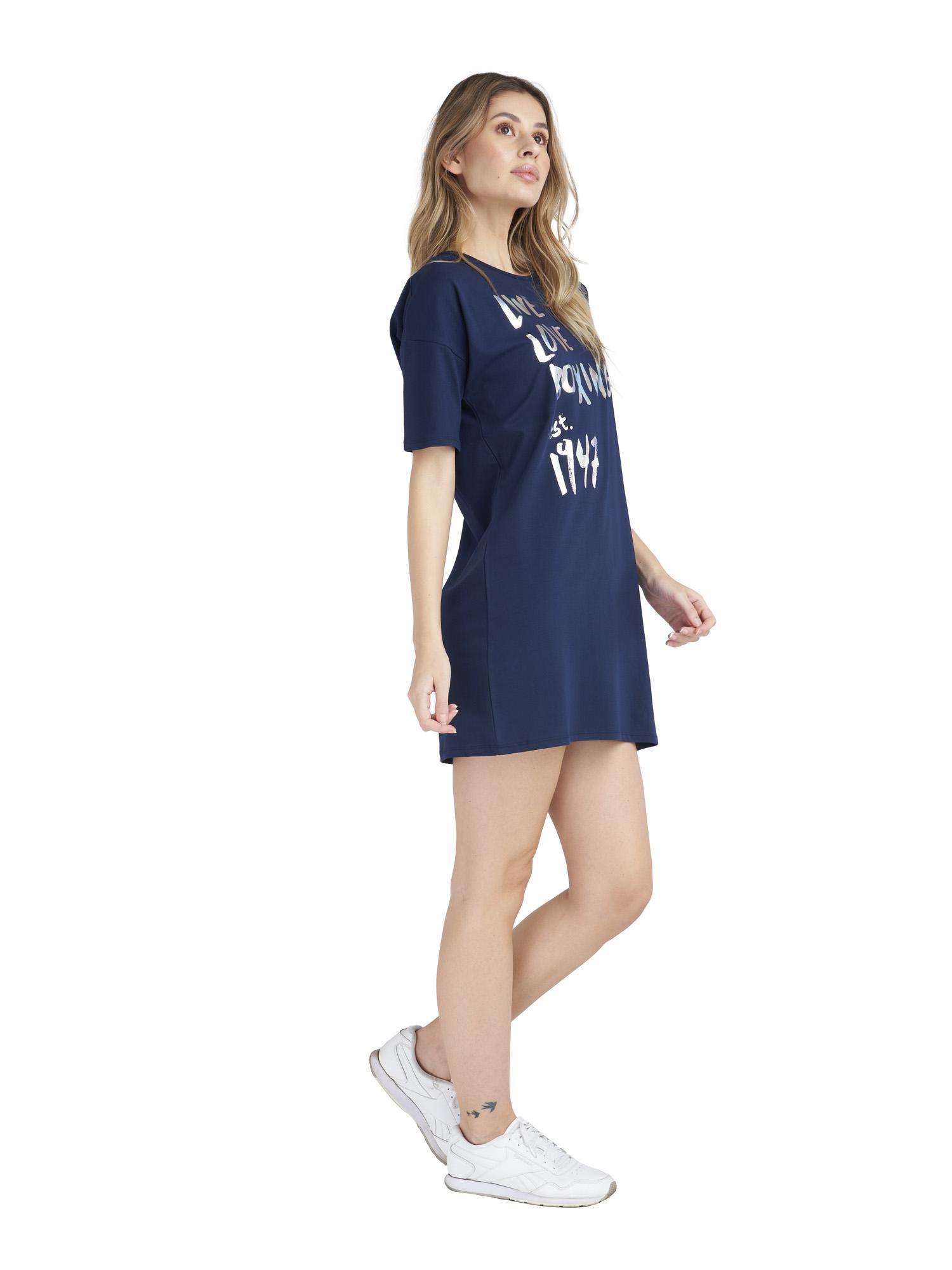 Glitzerndes kurzärmeliges Maxi-T-Shirt für Damen 3/5