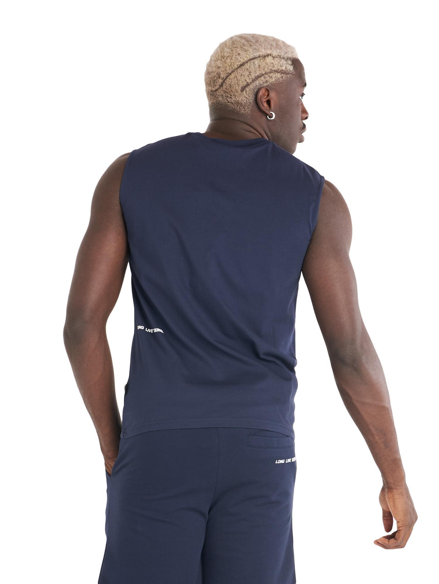 Camiseta masculina minimalista de algodão orgânico sem mangas 4/5