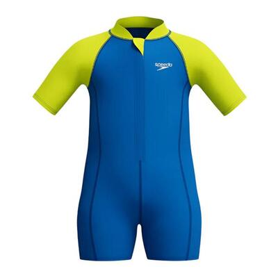 Jongens leren zwemmen essential neopreen wetsuit met korte mouwen (blauw)