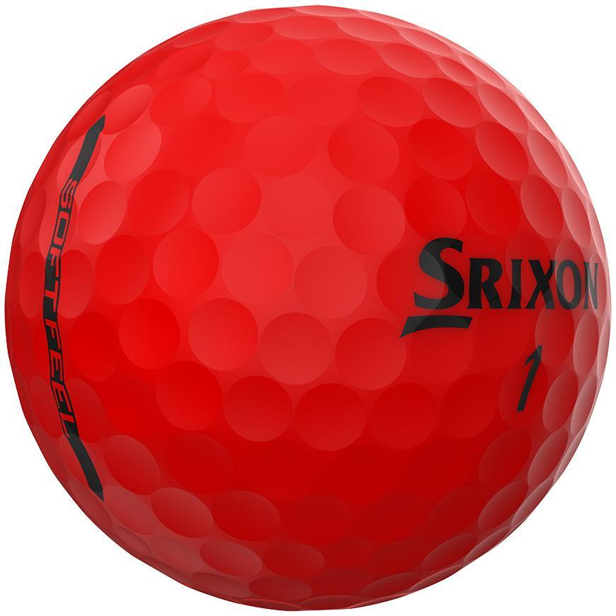 Caixa de 12 bolas de golfe vermelhas Soft Feel Brite Srixon New 3/4