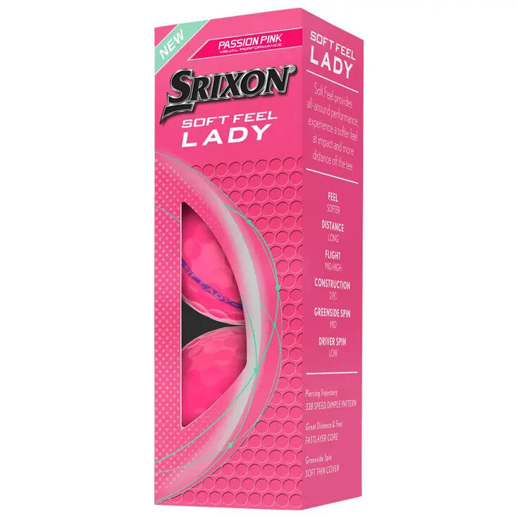 Boîte de 12 Balles de Golf Srixon Soft Feel Ladies Rose Passion New 2/4