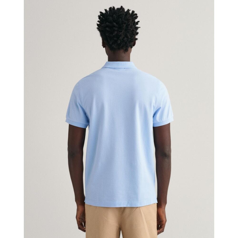 Heren Polo Shirt Pique Shield Logo Blauw 2/5