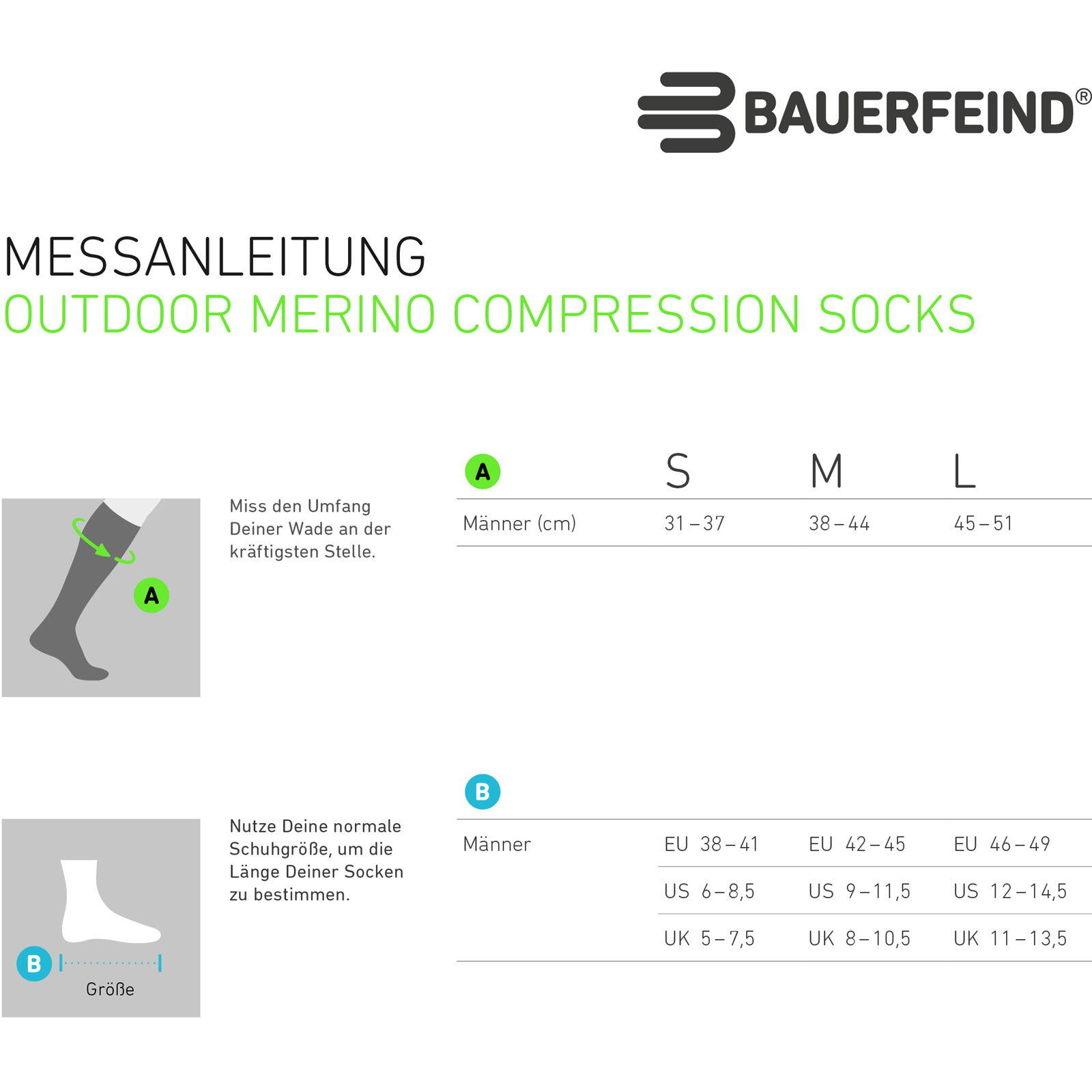 Chaussettes de compression en merino Bauerfeind 2/7