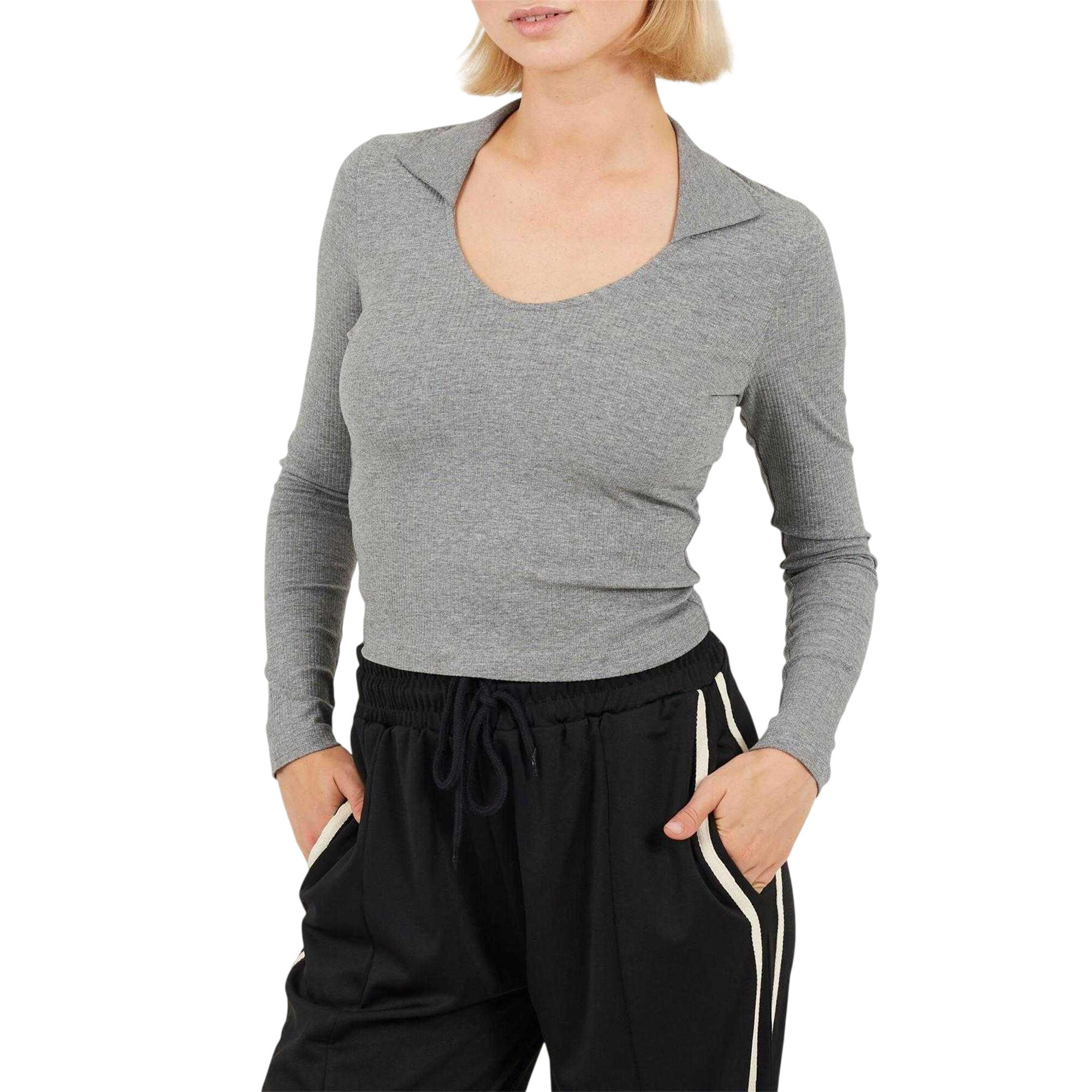 Brave Soul Womens/Ladies Collared Scoop Neck Long-Sleeved Top
