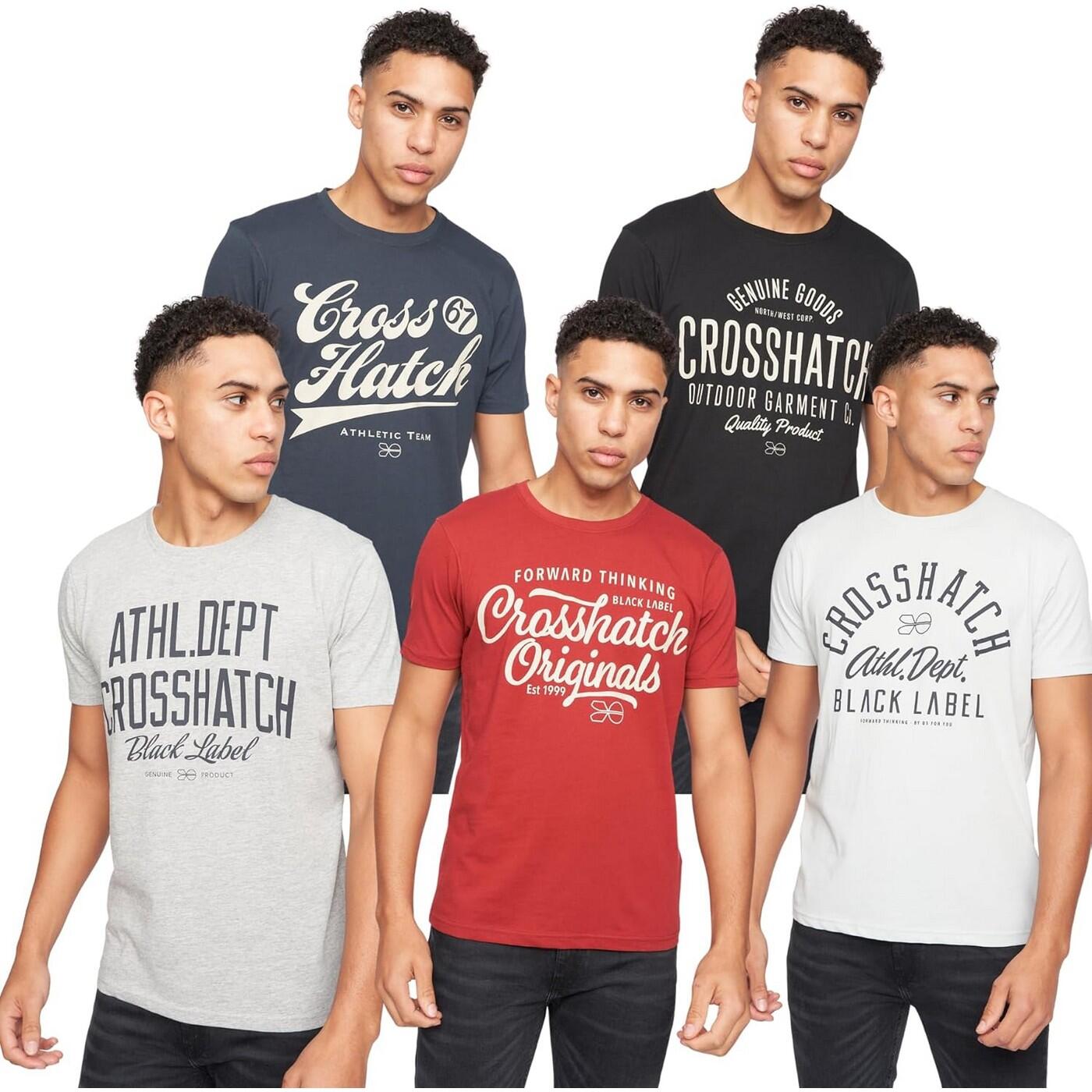 Crosshatch Mens Luckmoore Cotton Short-Sleeved T-Shirt (Pack of 5)