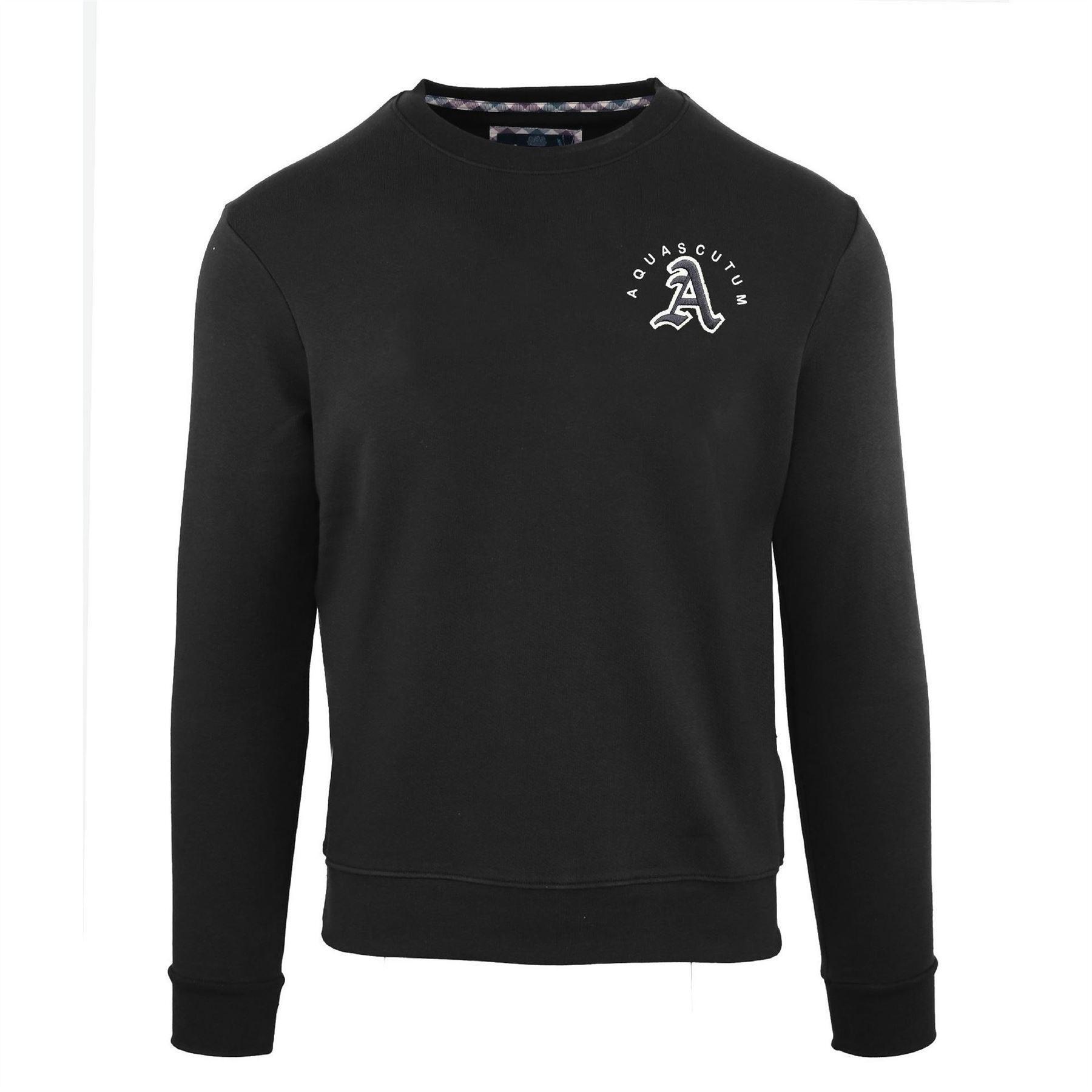 Aquascutum Mens Logo Cotton Round Neck Sweatshirt
