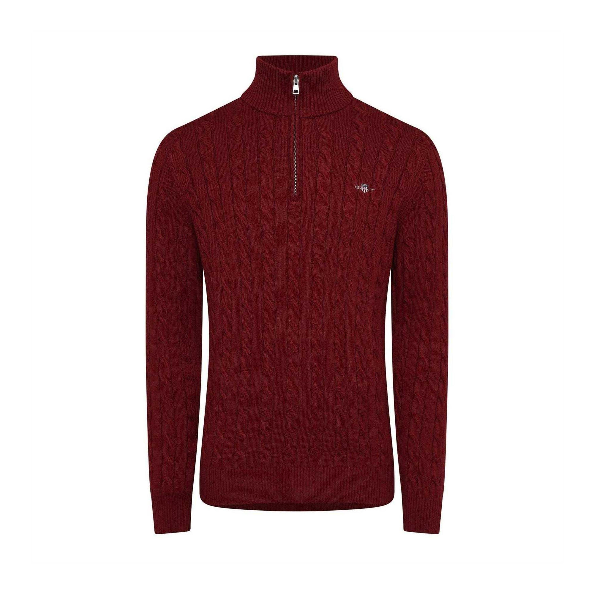 Gant Mens Cable Knit Half Zip Regular Jumper