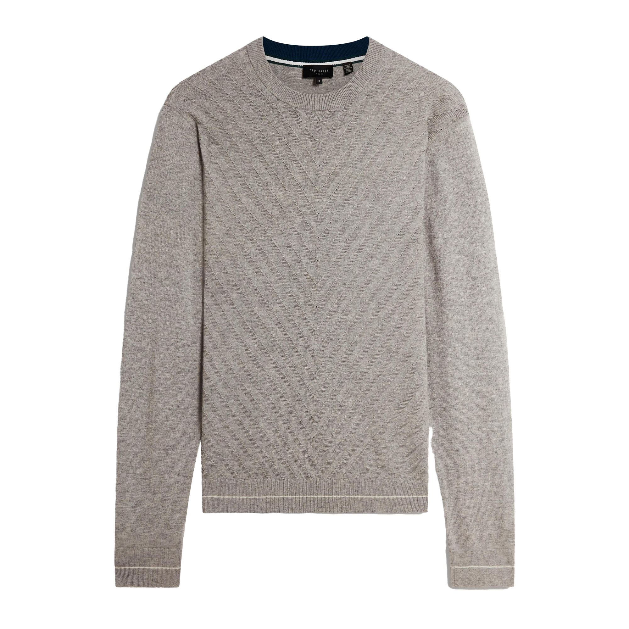 Ted Baker Mens Chevron Ribbed Collar Long-Sleeved Jumper