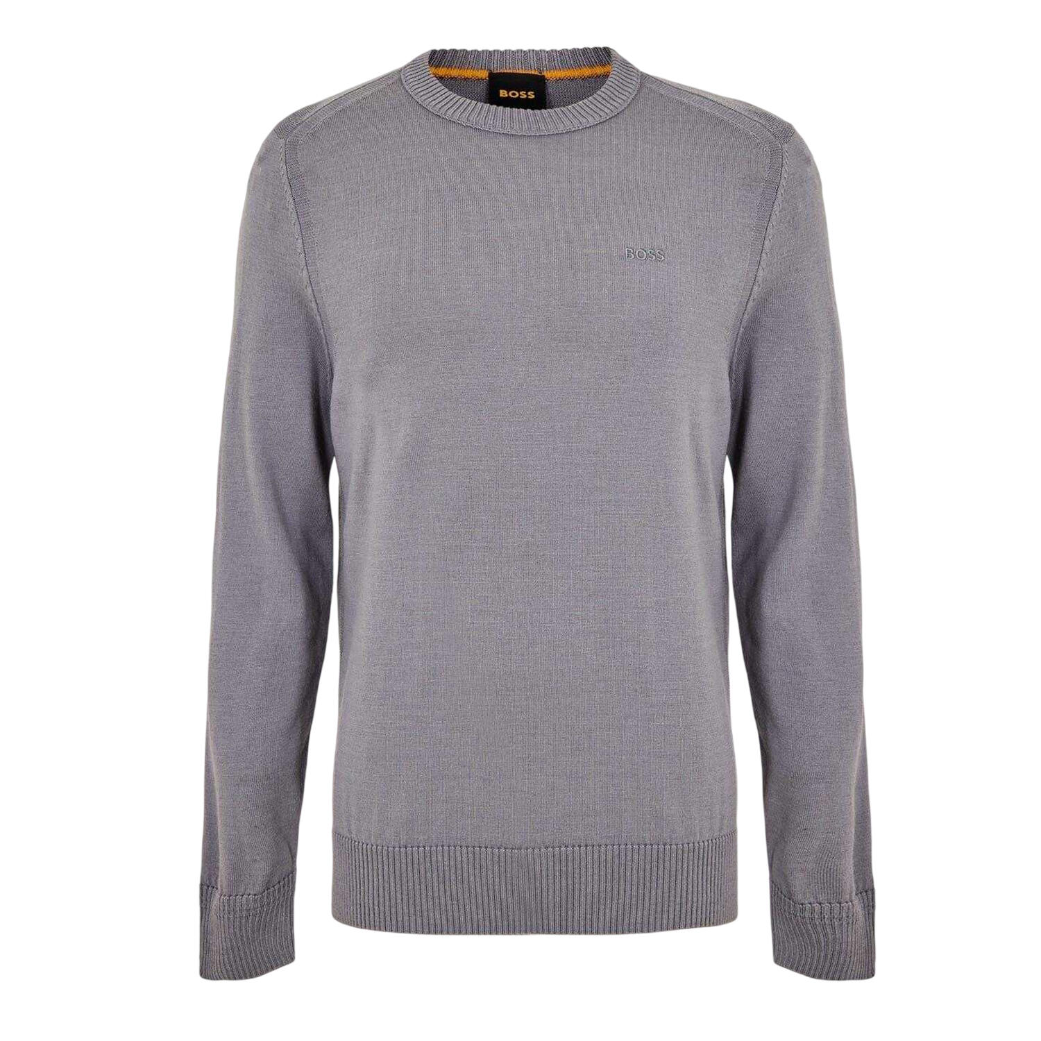 Boss Mens Embroidered Ribbed Crew Neck Sweater Top