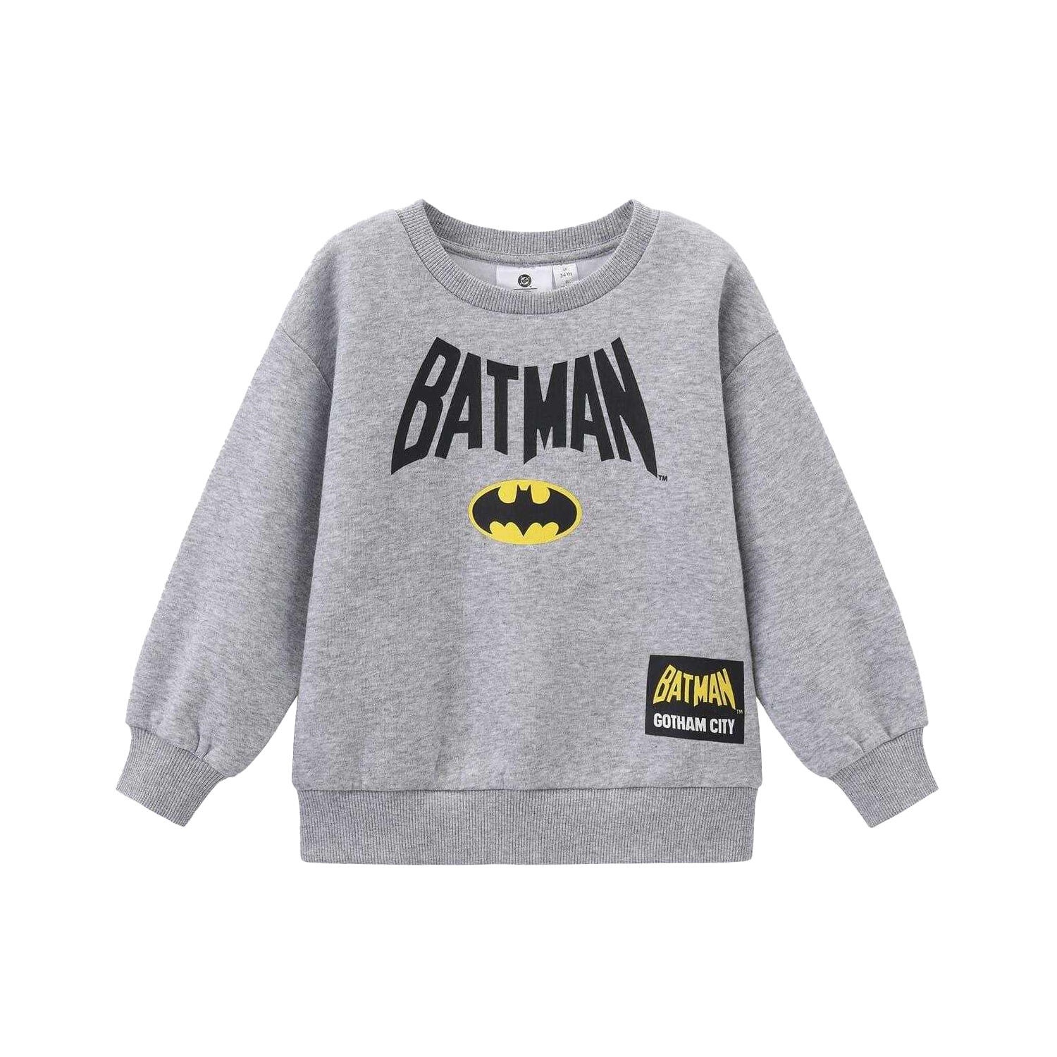 Batman Boys Crew Logo Brushed Back Crew Neck Sweatshirt