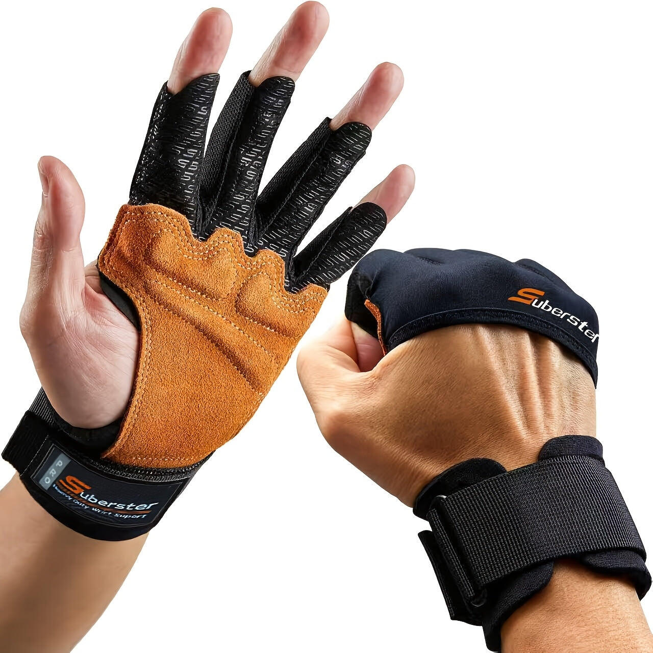 HalfFinger Lifting Gloves with Wrist Strap Support