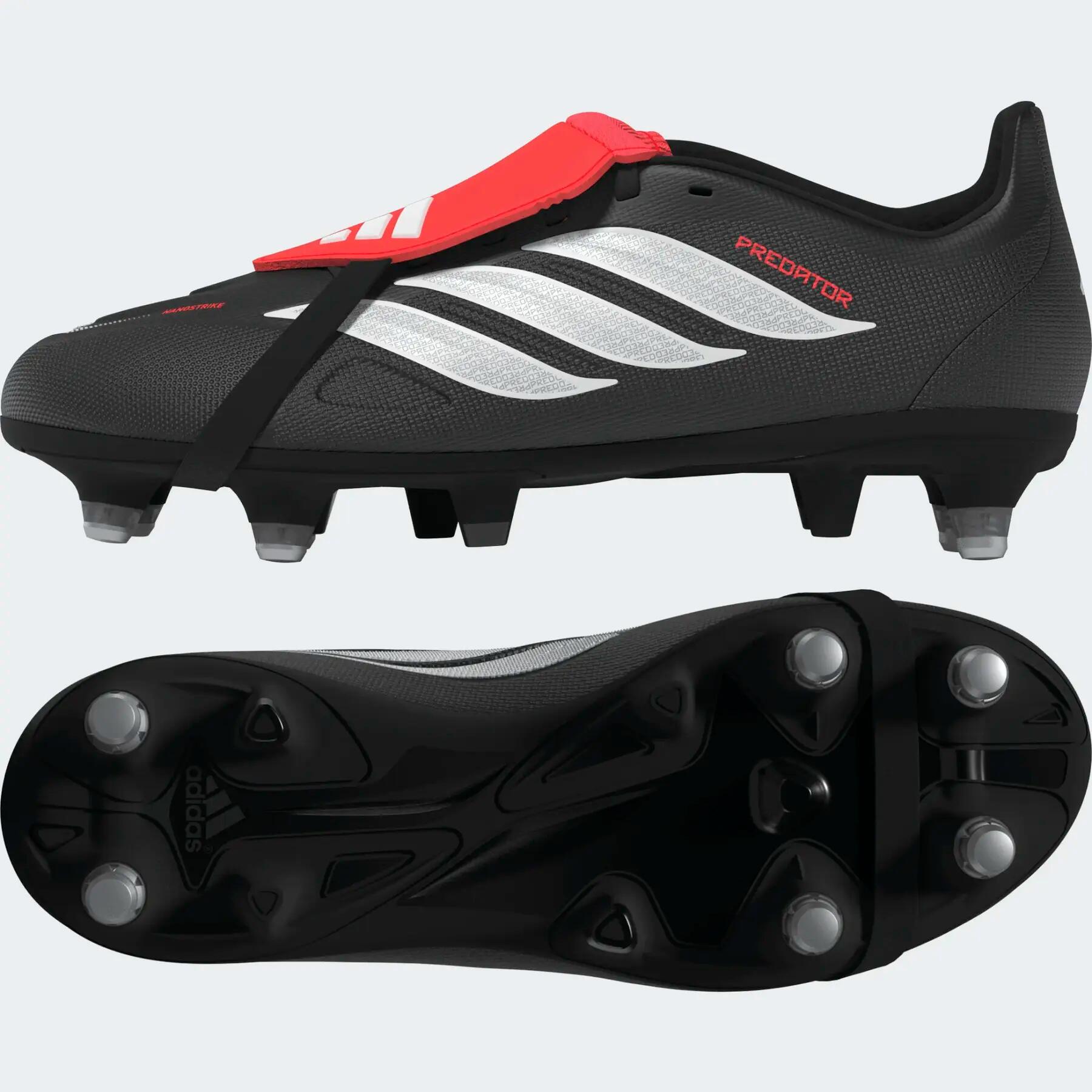 Crampons Junior Adidas Predator League FT SG Noir et rouge 4/4