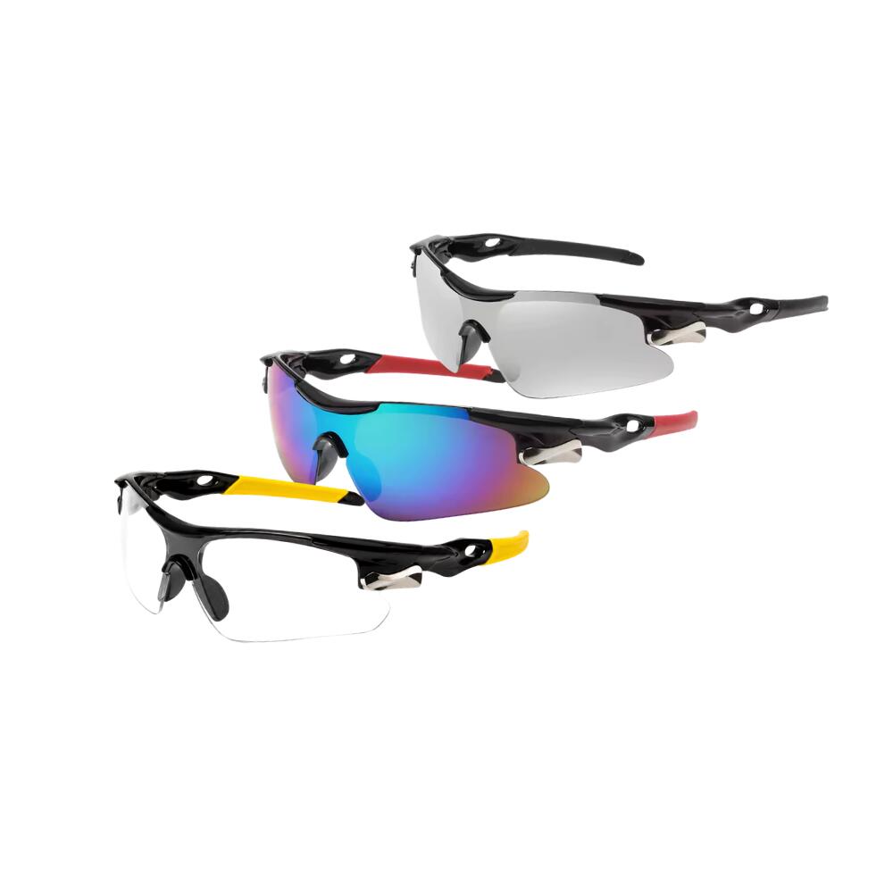 3 PCS Outdoor Cycling Sunglasses Set Black and White Frames