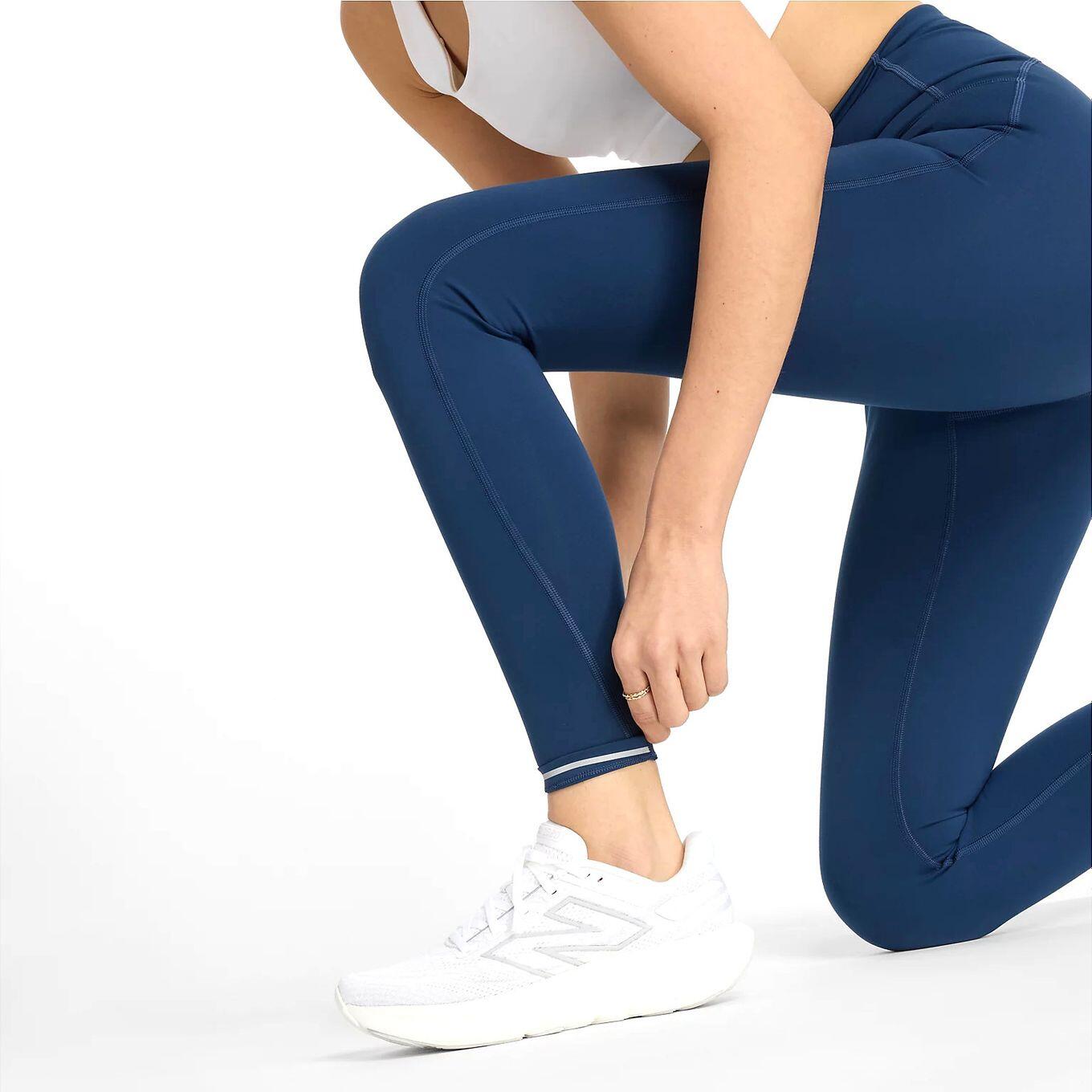 Mallas para mujer New Balance Sleek High Rise Azul 5/5