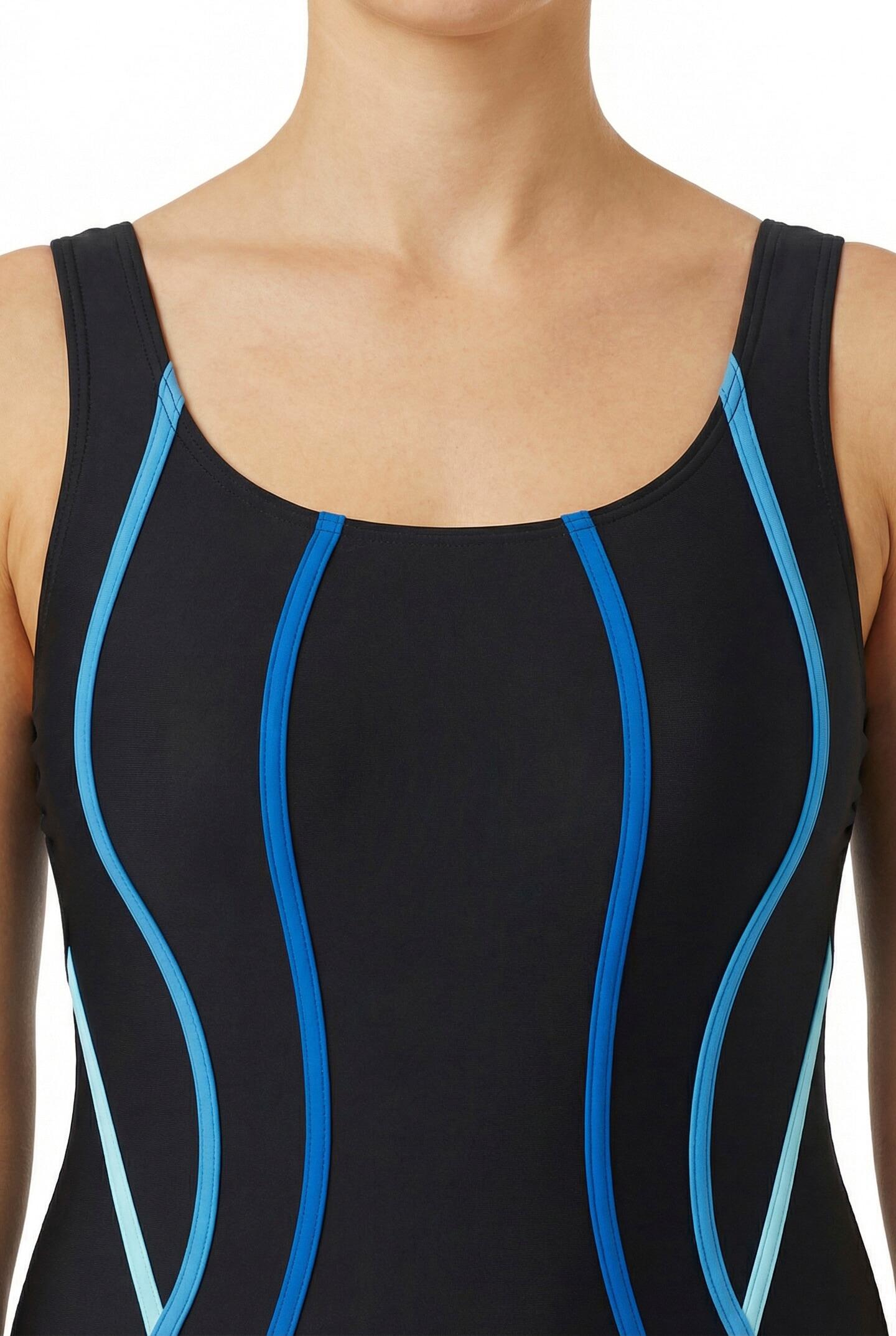 Femme Maillot de bain sans bonnets souples décolleté rond et passepoils 3/7